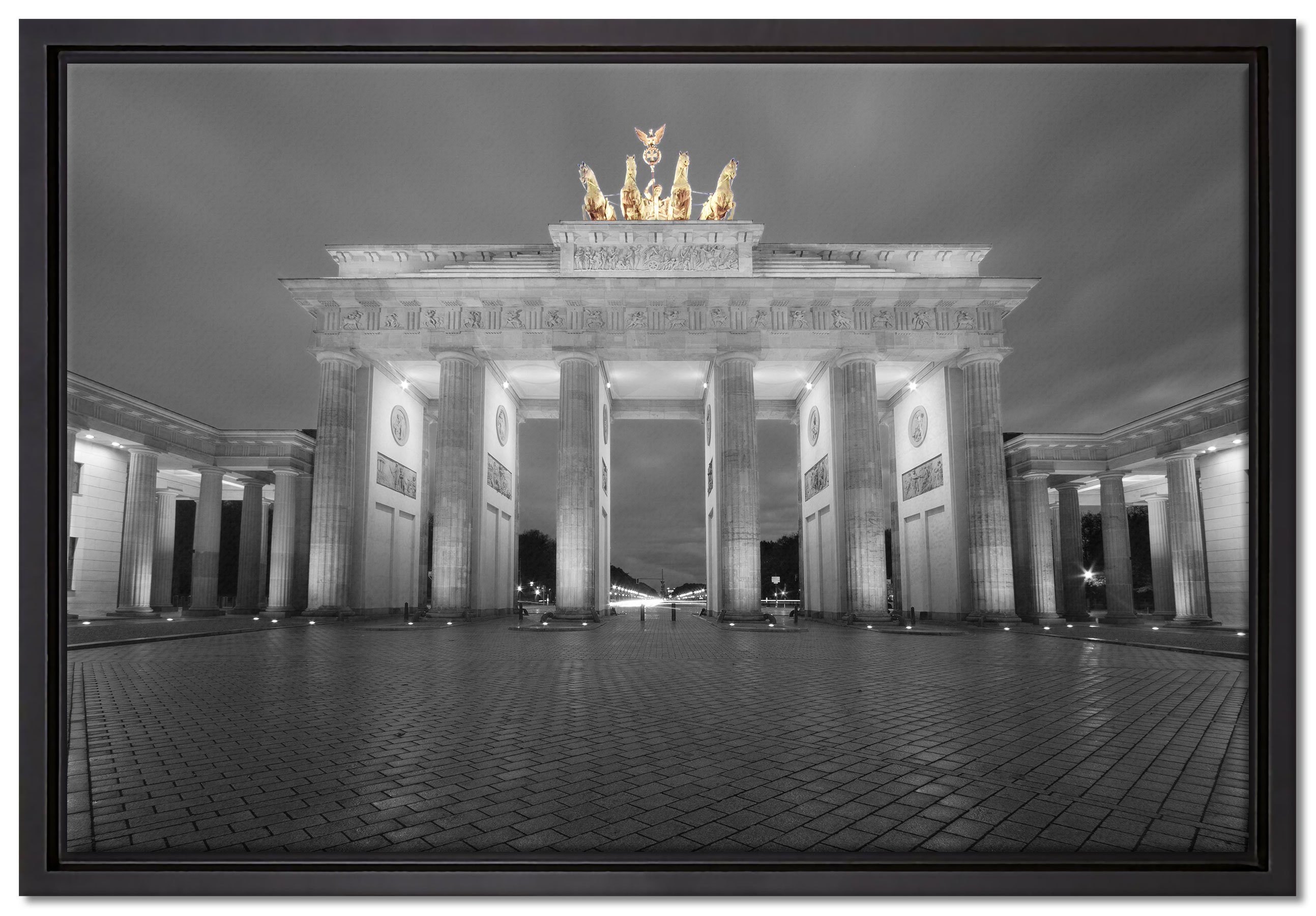 Pixxprint Leinwandbild schönes Brandenburger Tor, Wanddekoration (1 St), Leinwandbild fertig bespannt, in einem Schattenfugen-Bilderrahmen gefasst, inkl. Zackenaufhänger