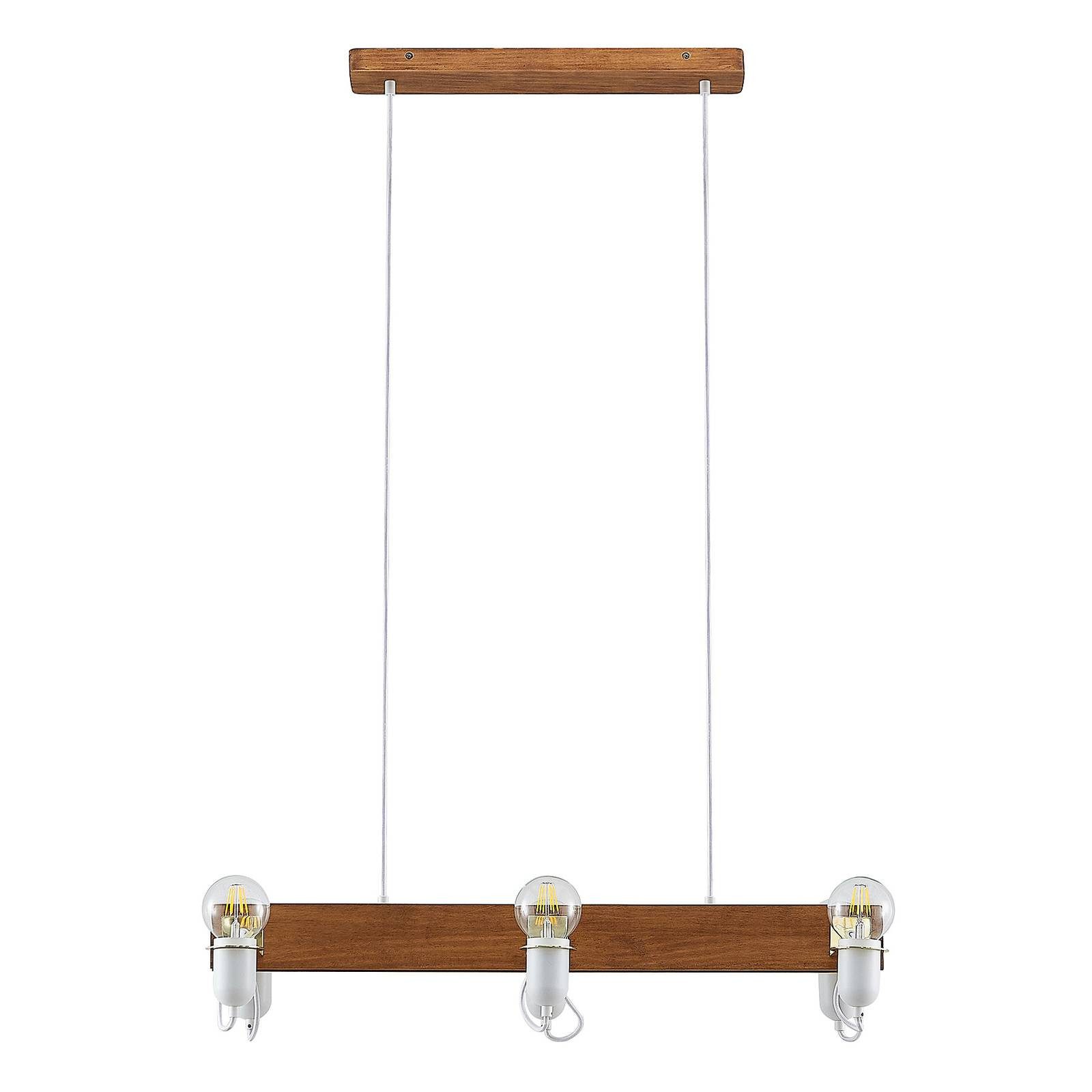 Lucande Hängeleuchte Becky, Holz Weiß IP20, 6 x 60 W