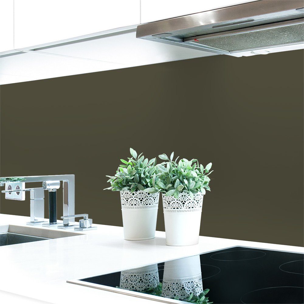DRUCK-EXPERT Küchenrückwand Küchenrückwand Grautöne Unifarben Premium Hart-PVC 0,4 mm selbstklebend Braungrau ~ RAL 7013