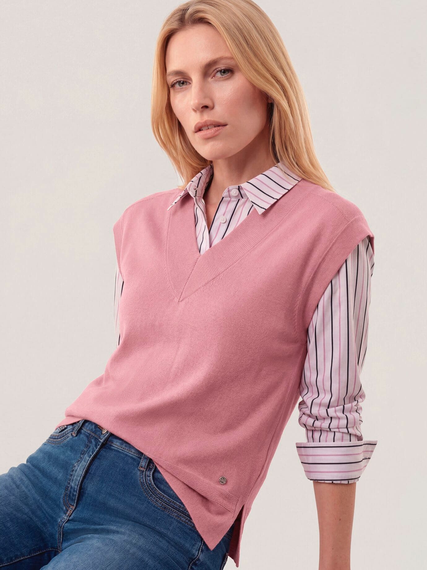Walbusch Pullunder Damen Merino Pullunder mit V-Ausschnitt, V-Ausschnitt