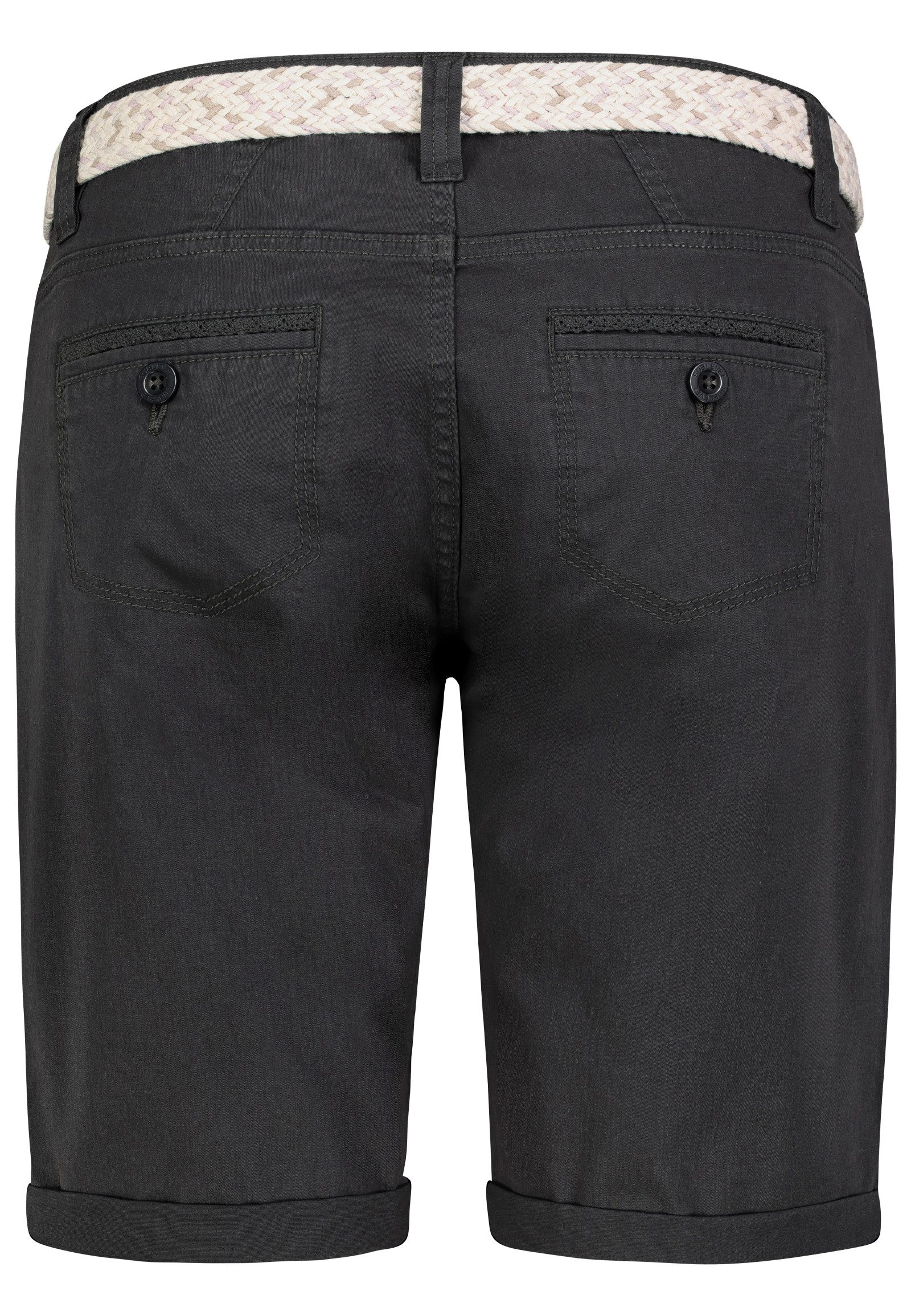 SUBLEVEL Bermudas Stretch Twill Chino Bermuda mit Gürtel für Damen Baumwolle Regular Fit unifarben atmungsaktiv Reißverschluss – Bild 5 von 5