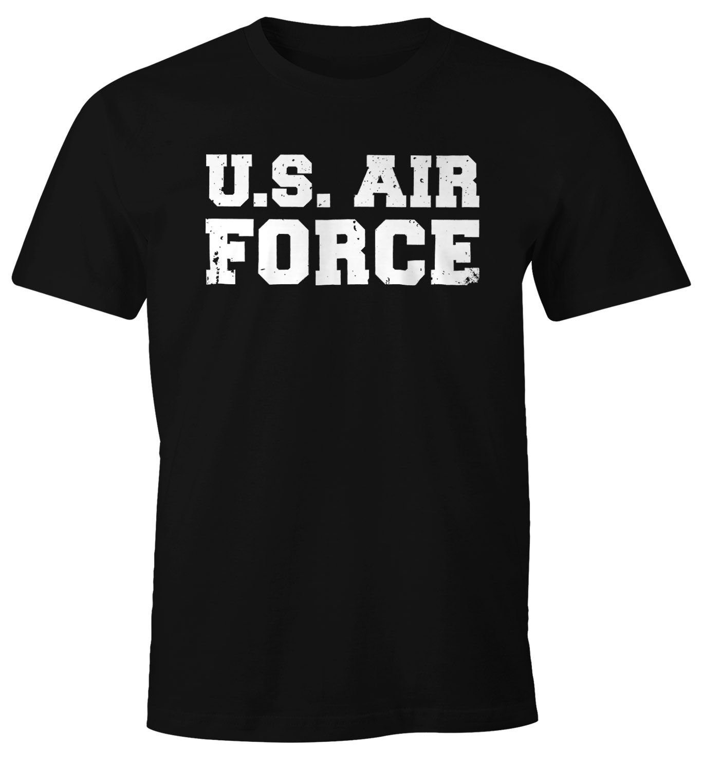 MoonWorks Print-Shirt mit Herren Fun-Shirt Karneval Air Kostüm U.S. Moonworks® Fasching Verkleidung Force Print T-Shirt