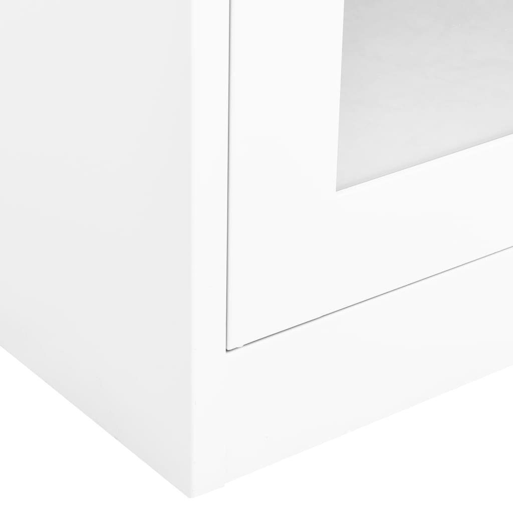 Stahl und Fächerschrank 90x40x180 vidaXL Büroschrank cm Hartglas (1-St) Weiß