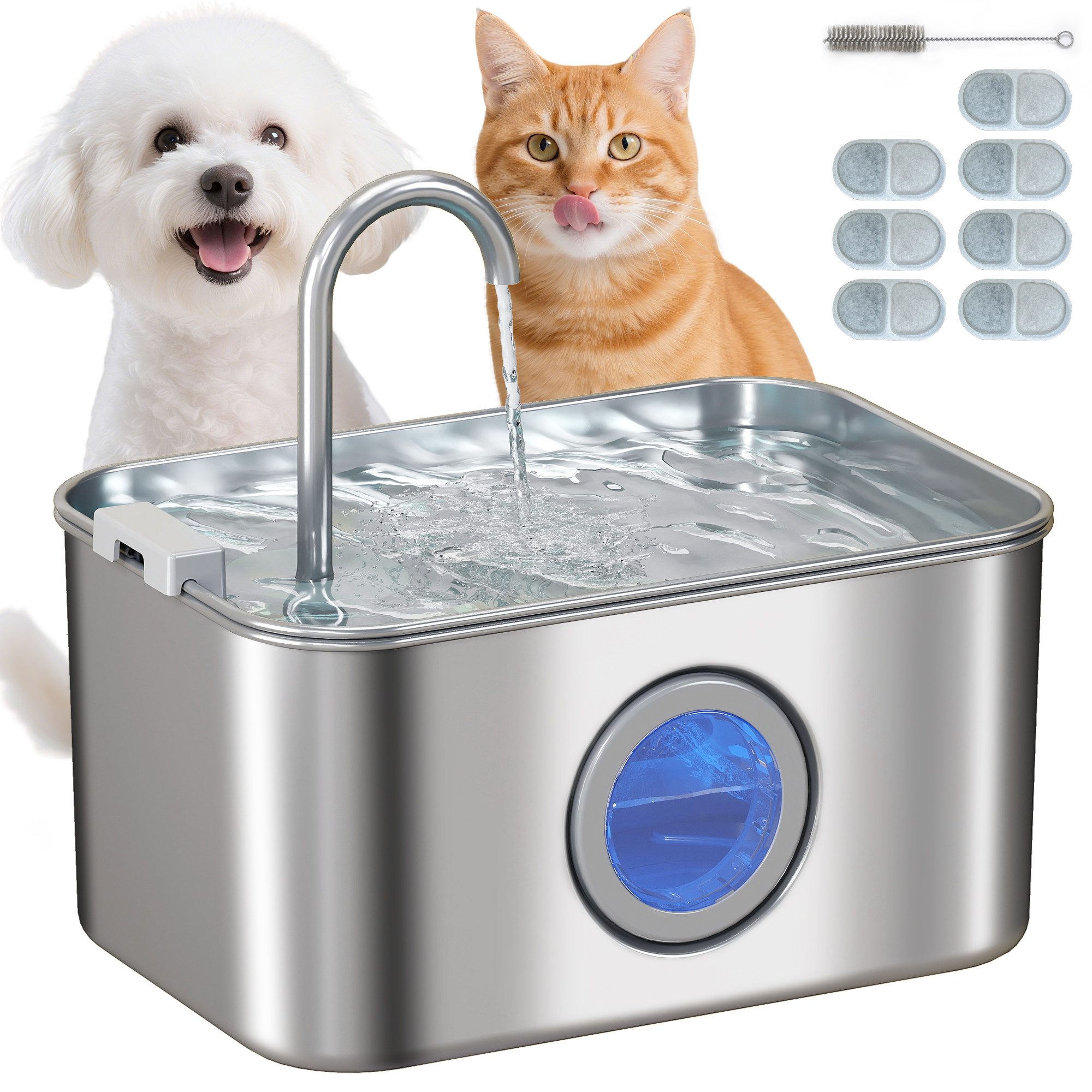 Trinkbrunnen mit leiser Pumpe, Aktivkohlefilter