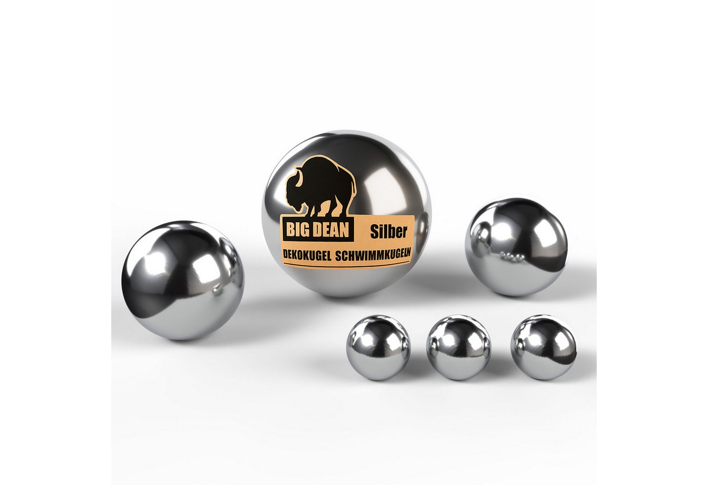 BigDean Dekokugel Schwimmkugeln Silber - Teichkugeln 6er Set aus Edelstahl Gartendeko (Set, 6 St., Kugeln), Rostfreier Edelstahl, Schwimmfähig, Witterungsbeständig