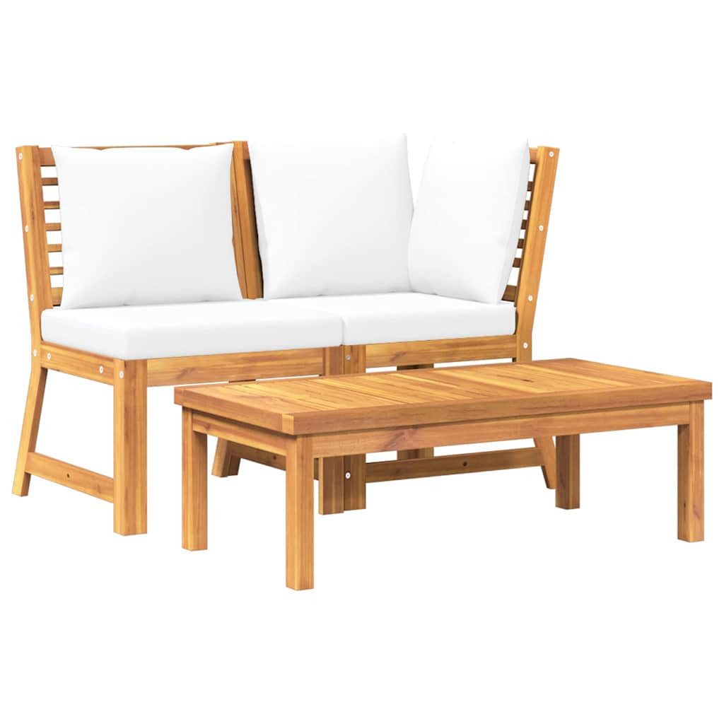 vidaXL Sofaelement 3-tlg. Garten-Lounge-Set mit Creme Kissen Massivholz (1 St)