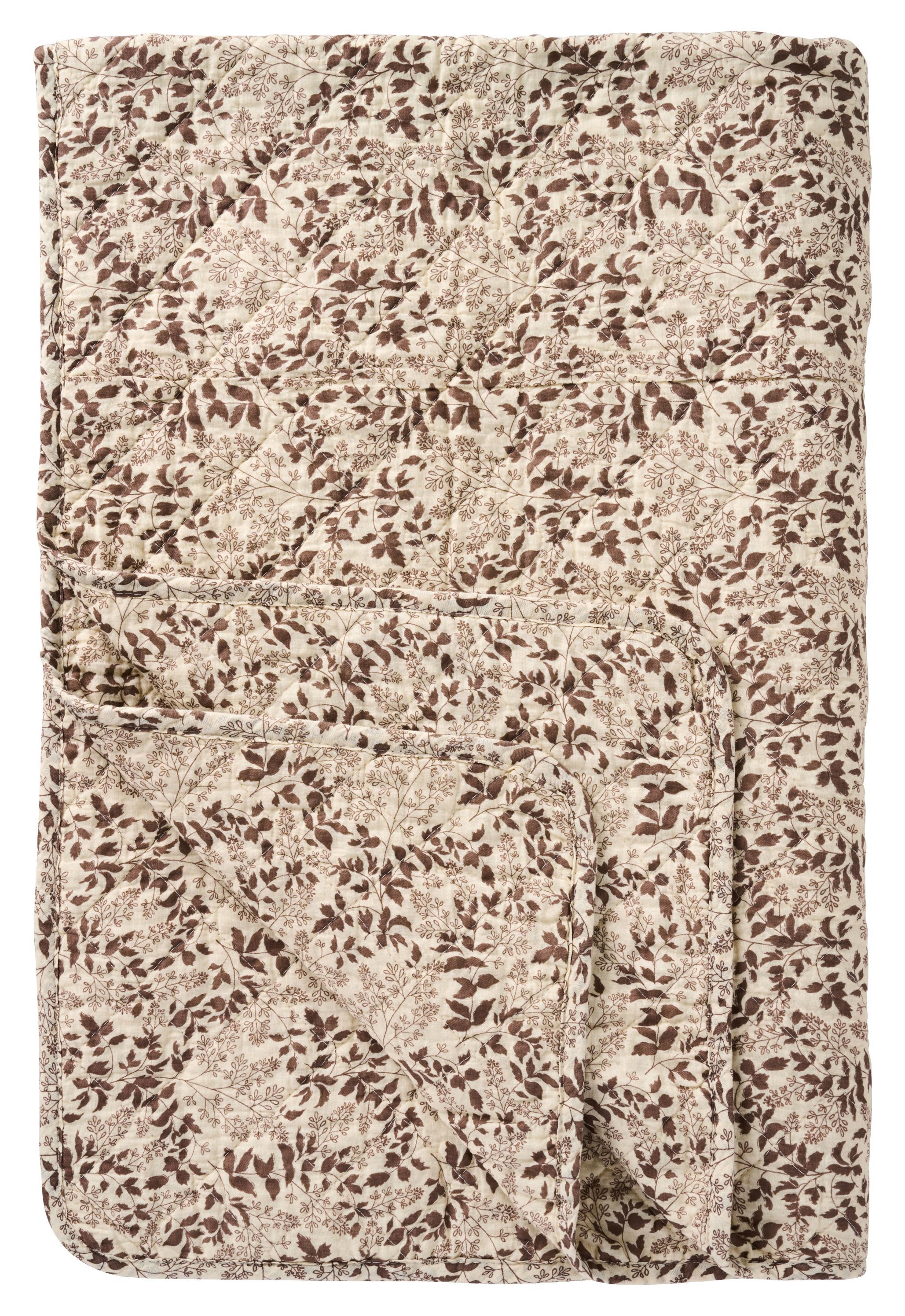 Ib Laursen Tagesdecke Ib Laursen - Decke Quilt Tagesdecke 180x130cm Blattmuster Natur Braun