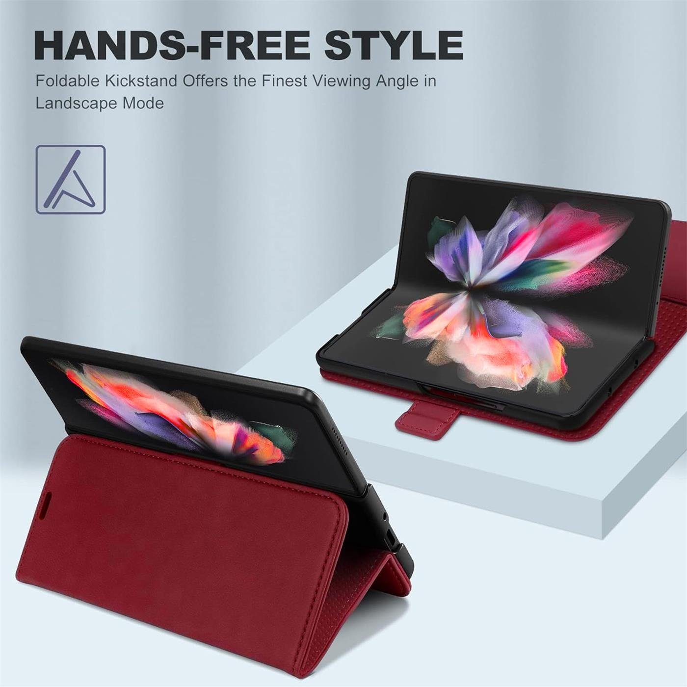 CoolGadget Handyhülle Book Case Elegance Tasche für Samsung Galaxy Z Fold 3 7,6 Zoll, Hülle Halter für Pen Flip Case für Samsung Z Fold 3 5G Schutzhülle