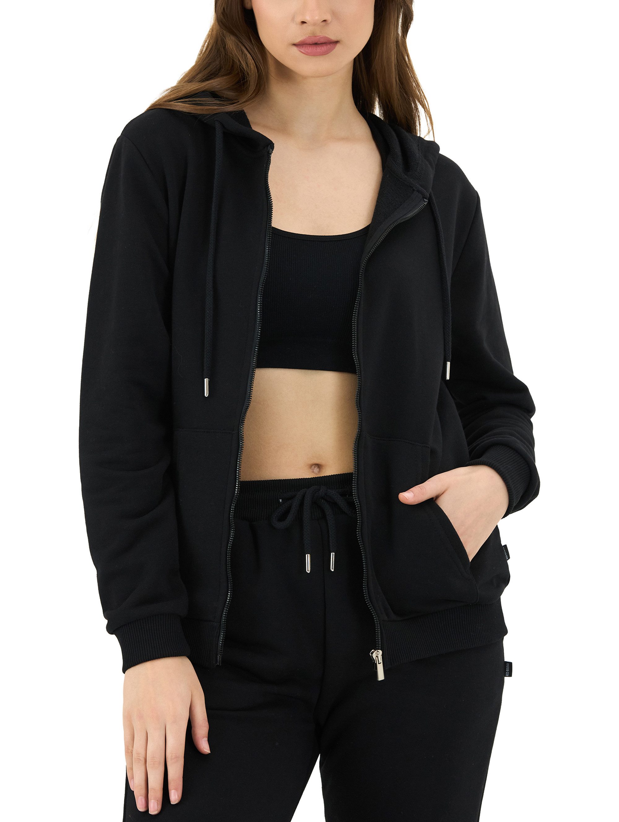 RedBridge Kapuzensweatjacke Basic mit Zipper und Kordelzug