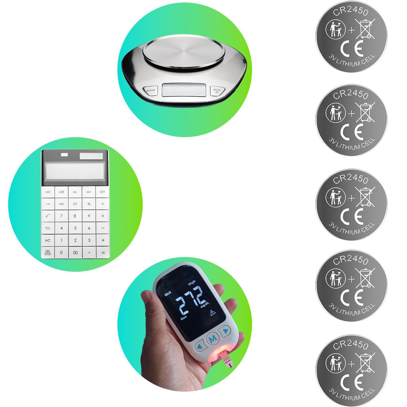 shop'n smile ideoon CR2450 - Leistungsstarke 3V Lithium Batterien mit 600mAh Knopfzelle, (5 St), Ideal für Haushalt & Technik