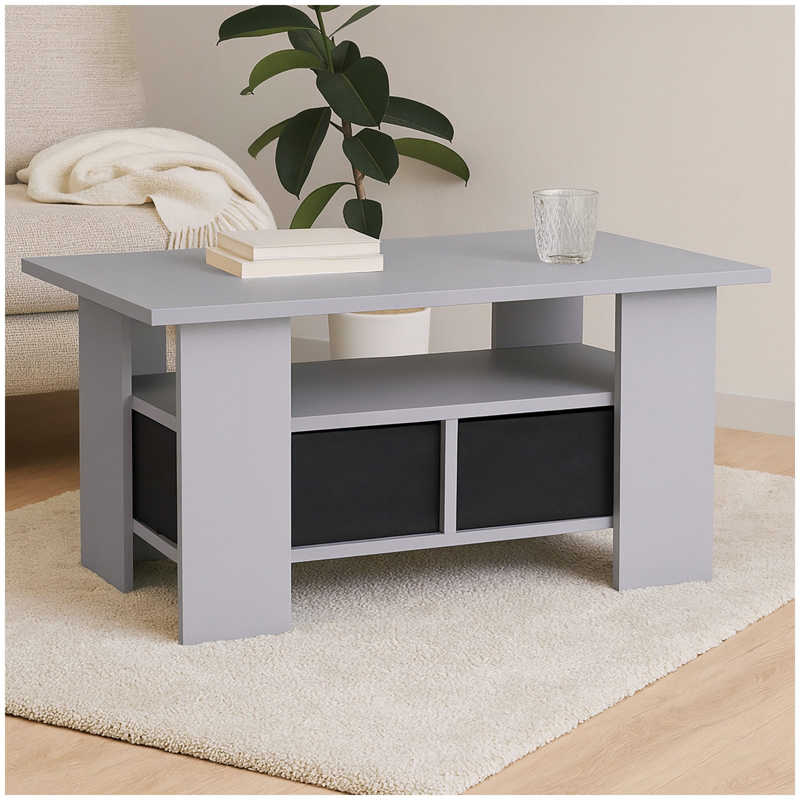 HTI-Living Couchtisch Moderner Couchtisch in Betonoptik mit Ablagefach (Stü günstig online kaufen