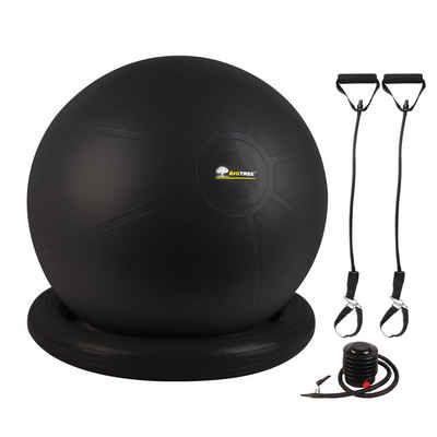BIGTREE Gymnastikball »Sitzball mit Ballschale, Pezziball mit Widerstandsbänder, Stabilitätsbasis, Pumpe«