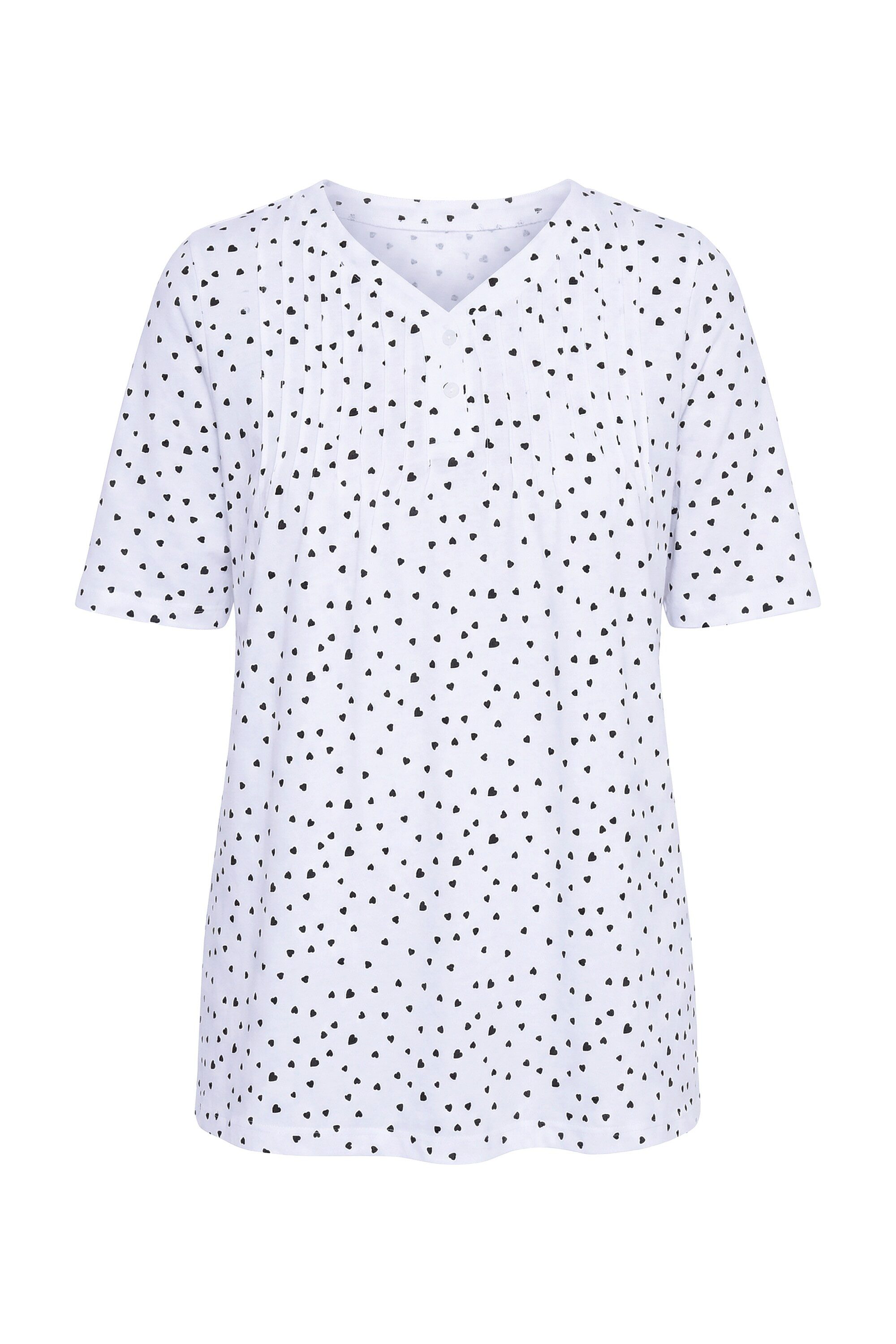 Ulla Popken T-Shirt T-Shirt Biesen A-Linie V-Ausschnitt Halbarm