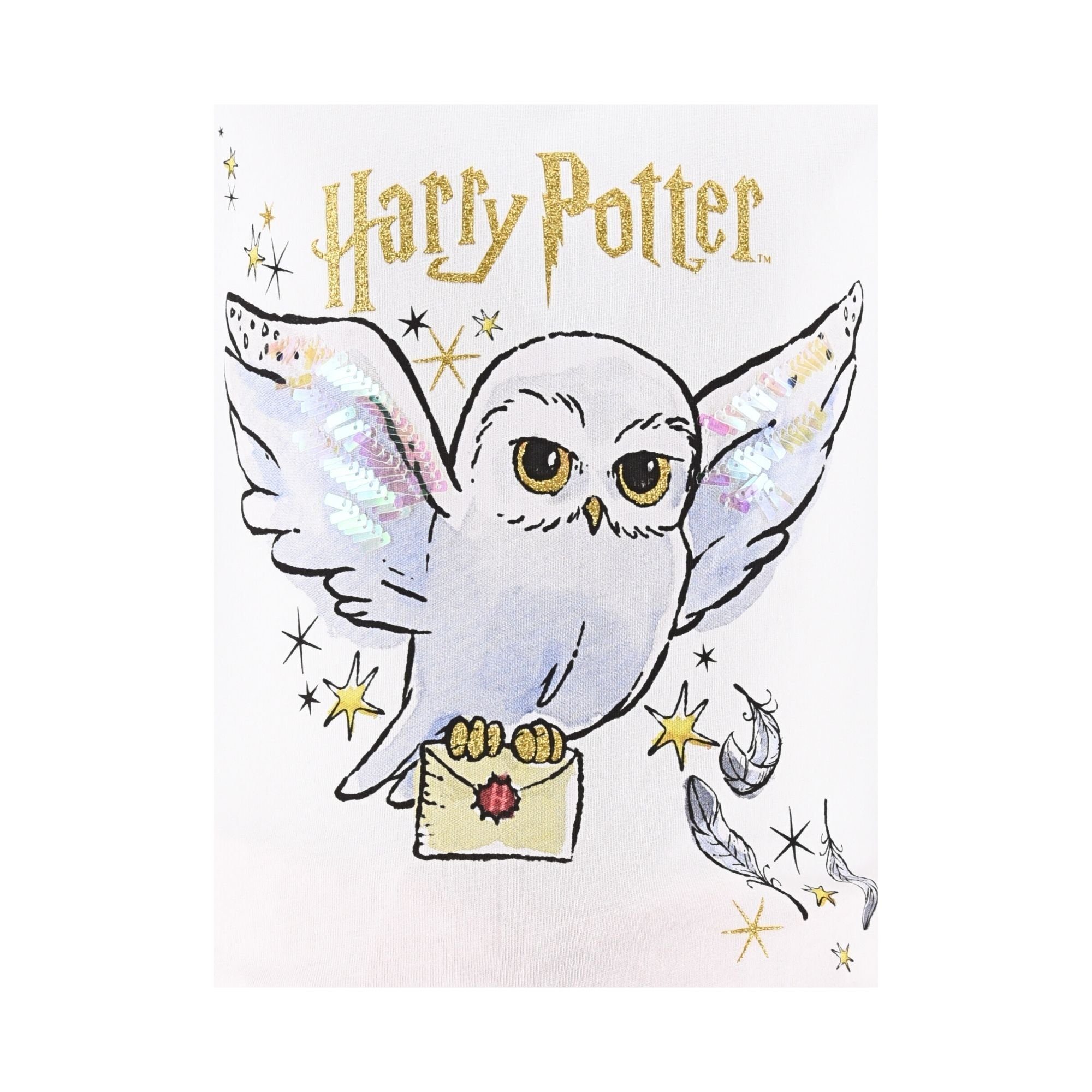 Potter Weiß-Rosa Hedwig Gr. 98-128 Harry Schlafanzug cm (2 kurz Set tlg) Pyjama Mädchen