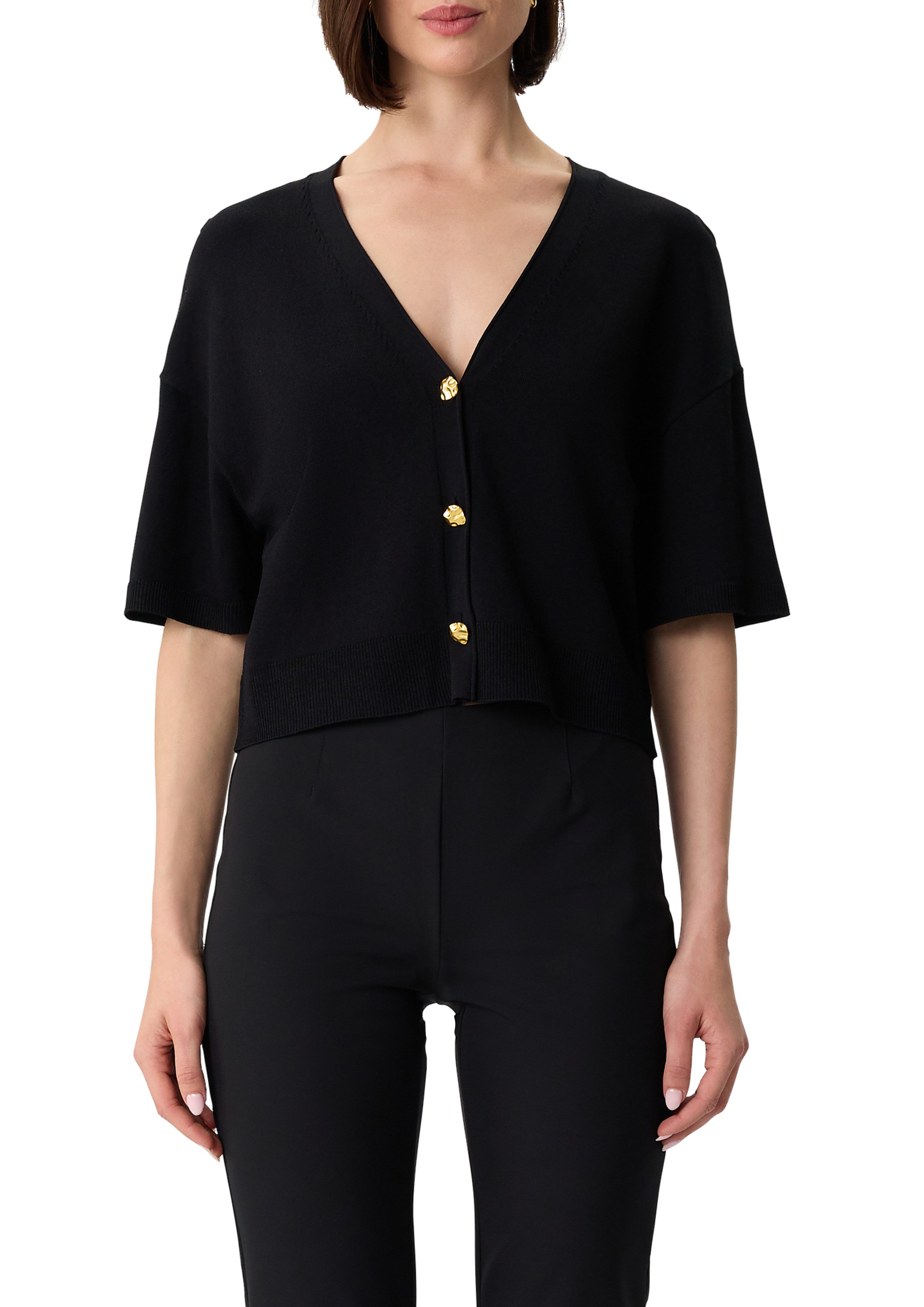 comma Cardigan mit V-Ausschnitt und goldenen Knöpfen
