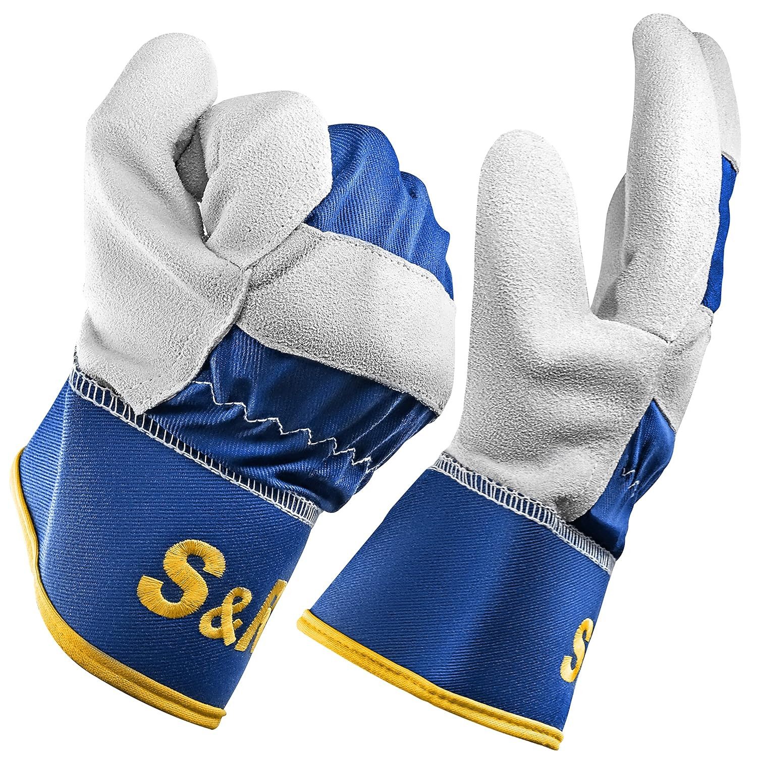 S&R Leder-Arbeitshandschuhe 4 Paar, Größe XL/10, Bau- und Gartenhandschuhe flexibles Echtleder (Set, 8-St., 4 Paar XL / 10) Schutz-Handschuh für Metall- und Forstarbeiten, Handwerk