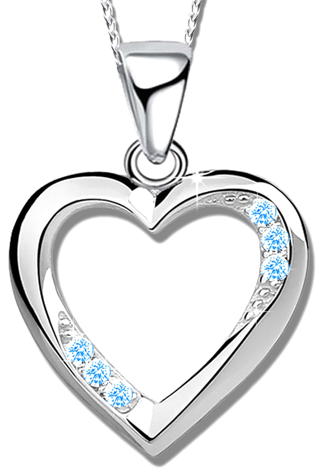 Herzkette echt 925 Sterling Silber Kette mit Herz Anhänger