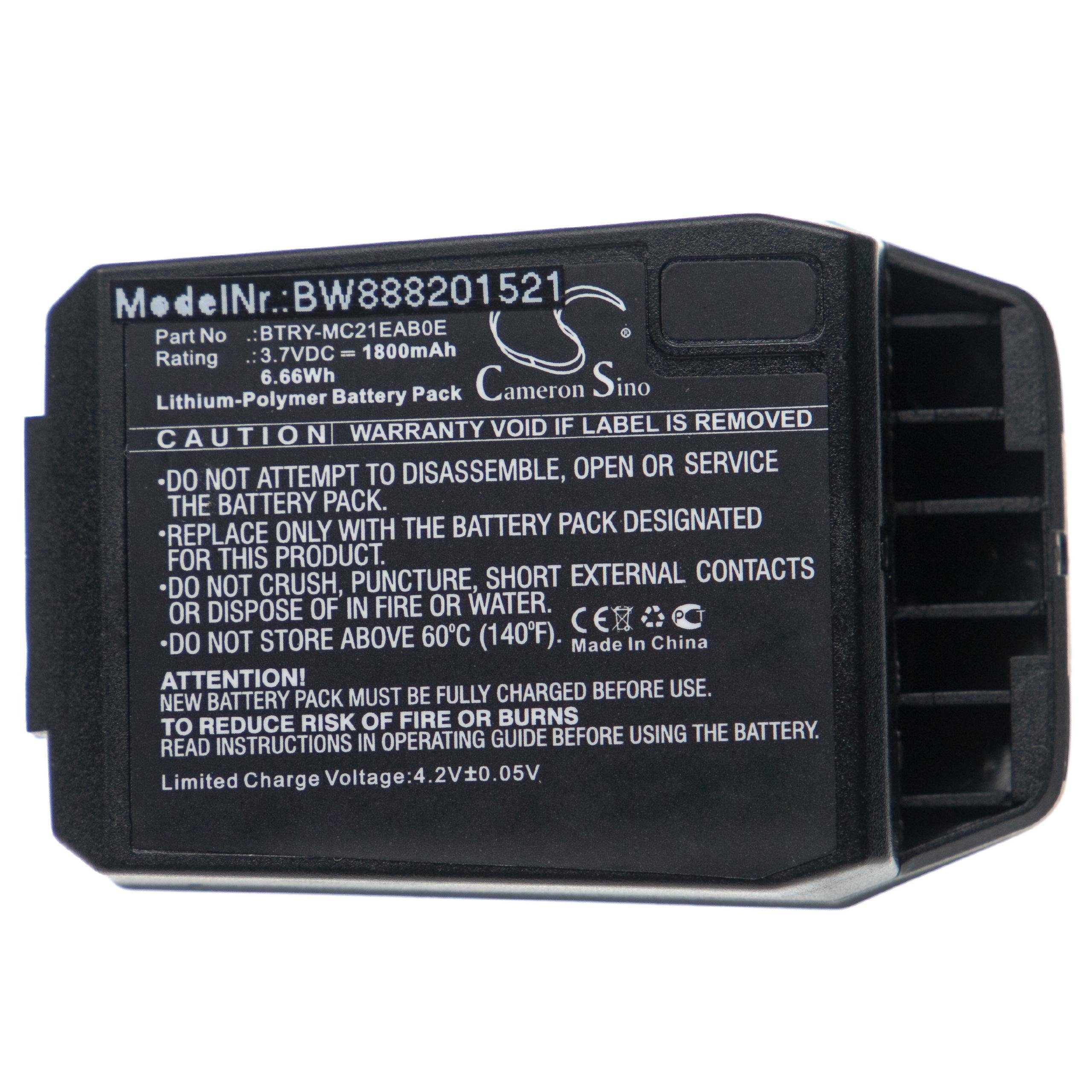 vhbw Ersatz für Motorola 82-105612-01, BTRY-MC21EAB0E, 82-150612-01 für Akku Li-Polymer 1800 mAh (3,7 V)