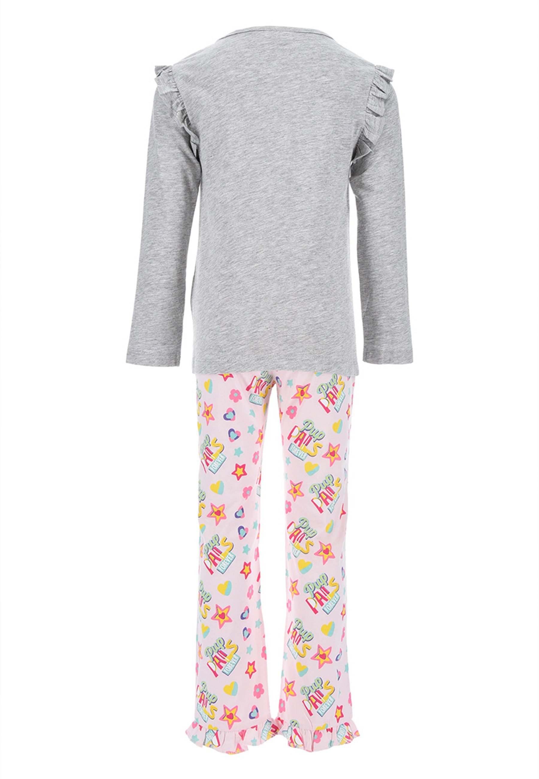 Pyjama (2 Nachtwäsche PAW tlg) PATROL langarm Kinder Schlafanzug Mädchen Grau Skye