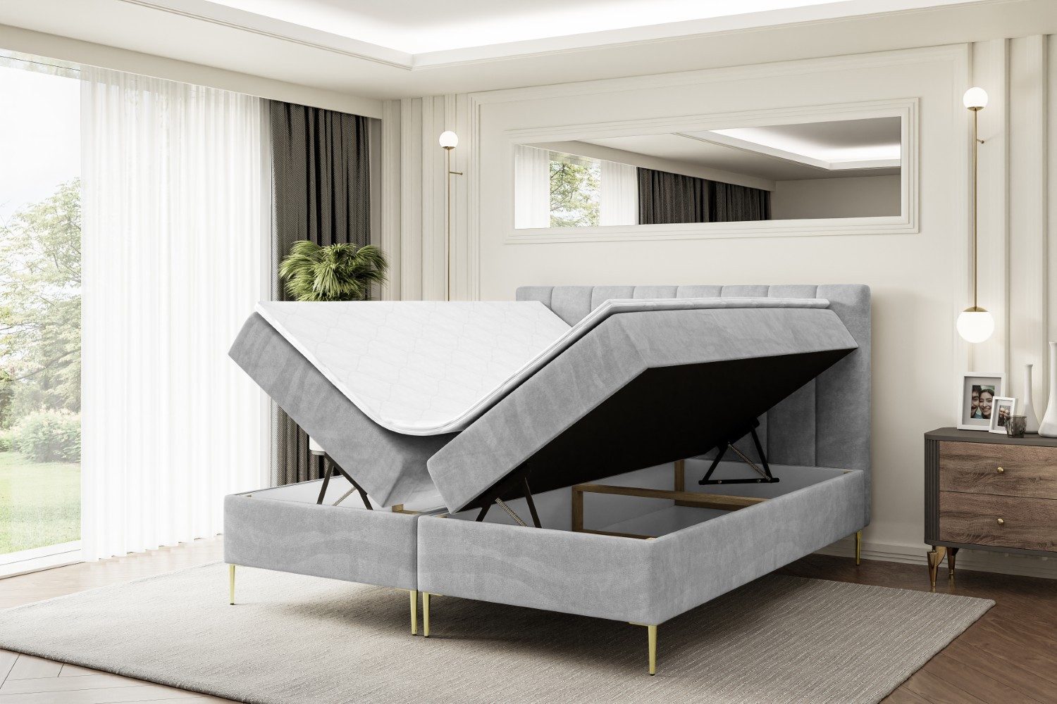 ALTDECOR Boxbett OTTA-F (Multipocket-Matratze H4, H3 Matratze Bonellfederung, Topper, Kopfteil)