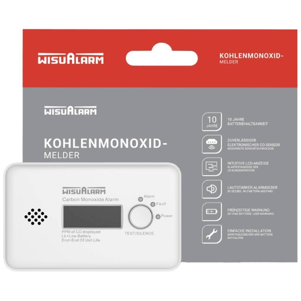 cemon CO-Melder mit LCD-Display HY-GC20B Gasmelder (inkl. 10 Jahres-Batterie)