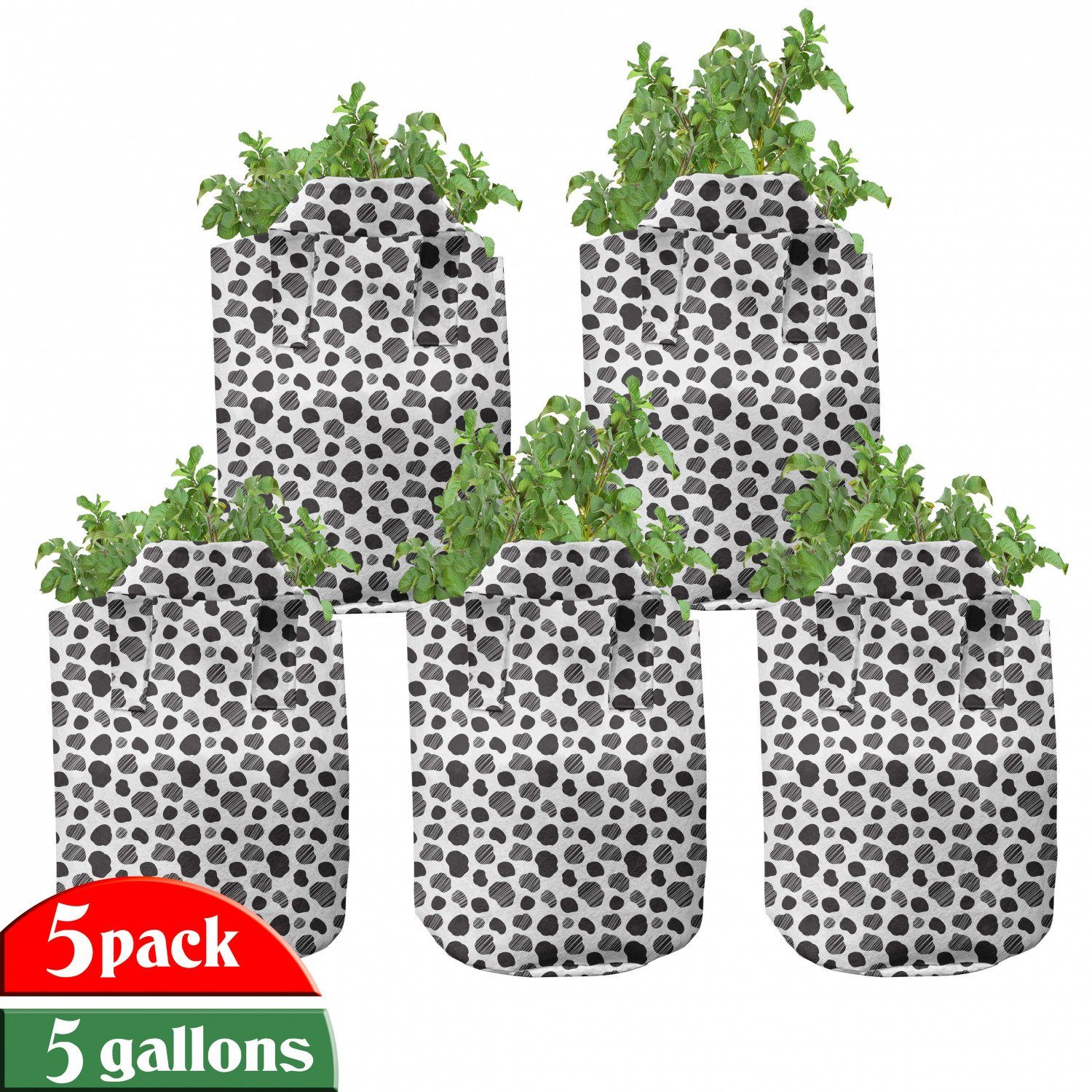 Kuh-Druck für Schwarzweiss-Punkte Abakuhaus hochleistungsfähig Stofftöpfe Pflanzkübel mit Griffen Pflanzen,