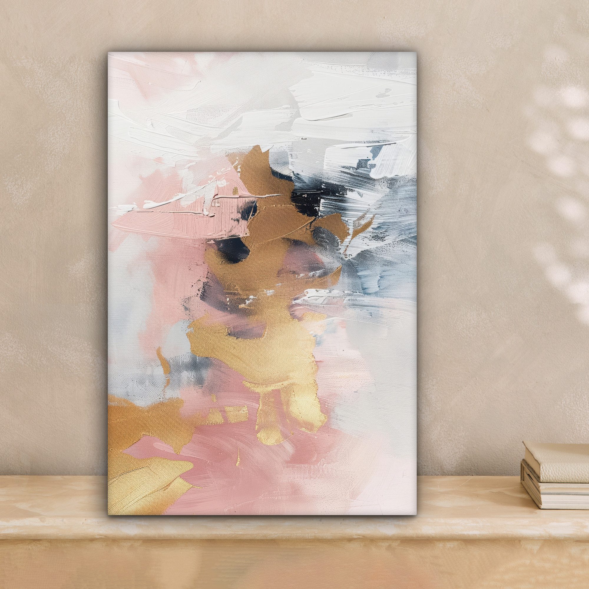 OneMillionCanvasses® Leinwandbild Abstrakt - Pastellfarben - Gold - Modern günstig online kaufen