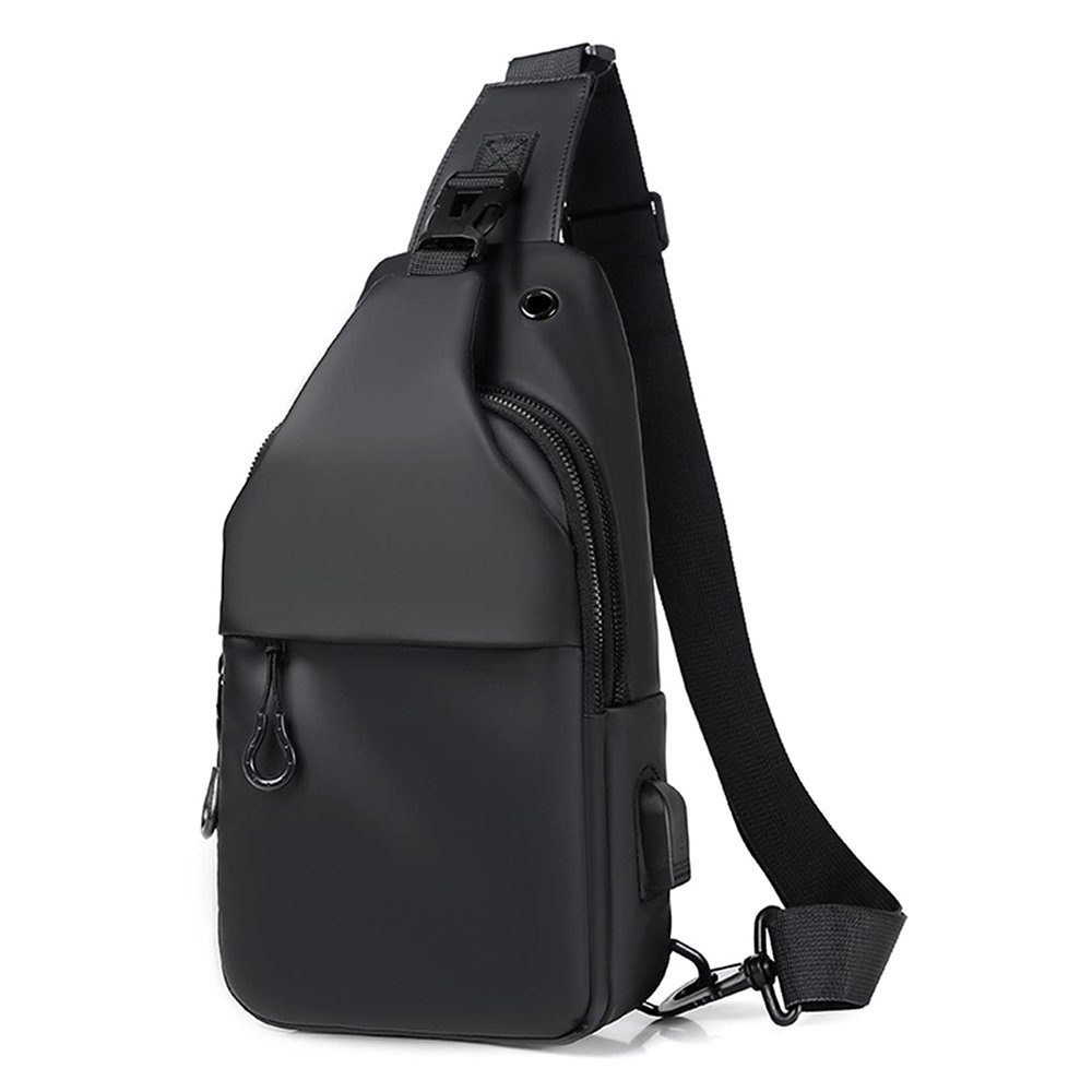 GelldG Umhängetasche Brusttasche Anti-Diebstahl, Outdoor Wasserdicht Lässige Herrentasche Schwarz