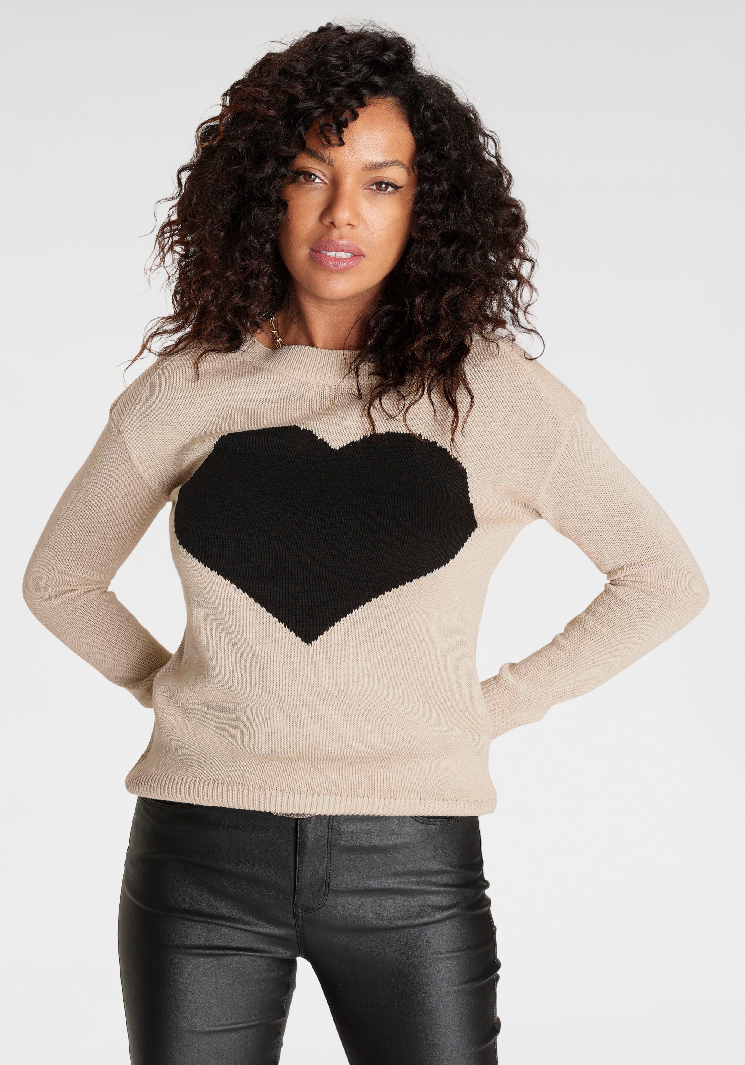 Laura Scott Strickpullover mit Herz-Strickmuster