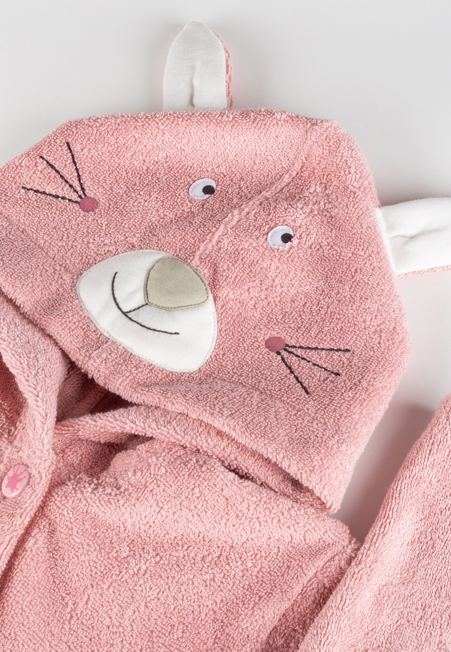 Sigikid Kinderbademantel Bademantel mit Kapuze für Kinder Unisex, 100% Baumwolle, Kragenknopf, Bindegürtel seitlich festgenäht