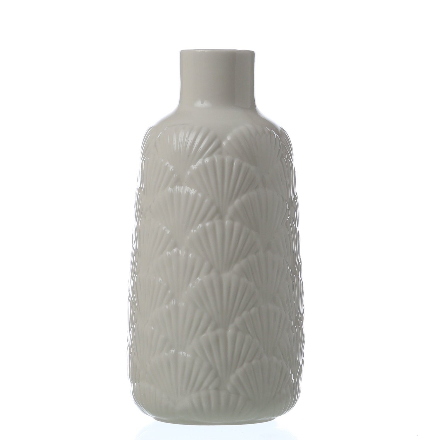 weiß H: Dekovase 20cm Muscheln maritime Vase MARELIDA (1 Optik St) Keramik Deko Blumenvase