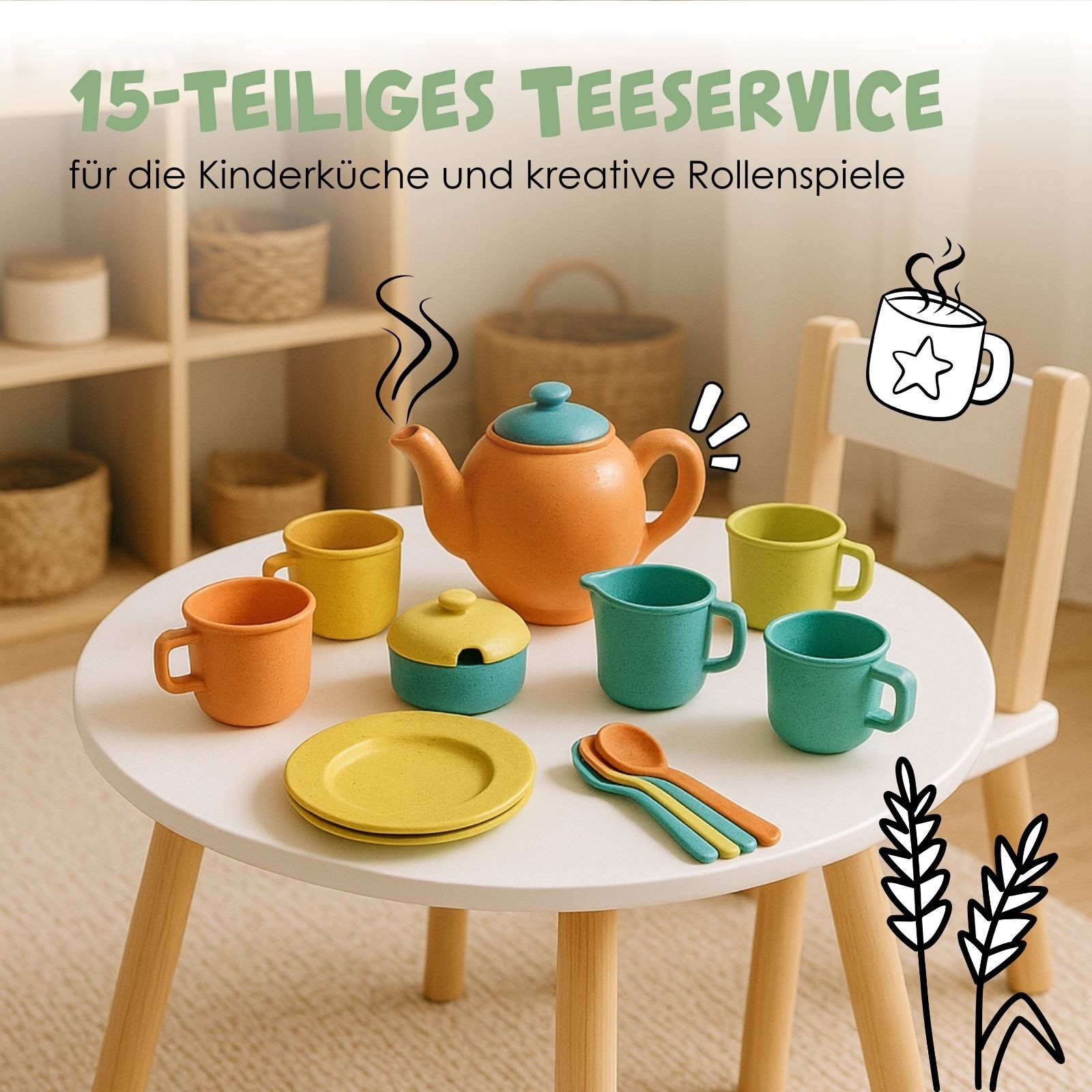 alldoro Spielgeschirr Kinderküchen Teeservice 15-teilig für Kinder ab 3 Jah günstig online kaufen