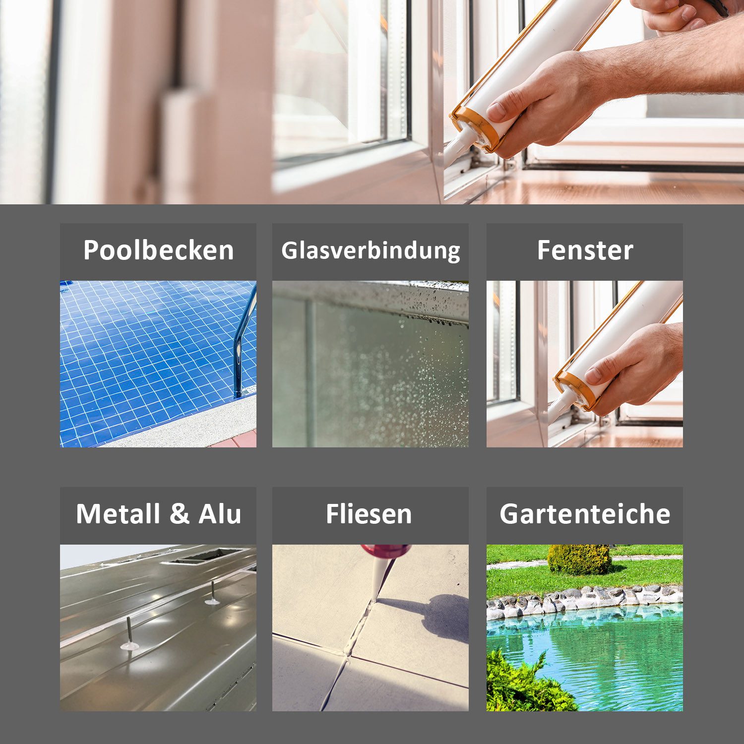 DICHTON Dichtstoff D.35W PU Abdichtung Fugendichtmasse, kunstharzgebunden, gebrauchsfertig, (elastische 1K Polyurethan Fugenabdichtung, Haftung auf Beton, Flies – Bild 5 von 5