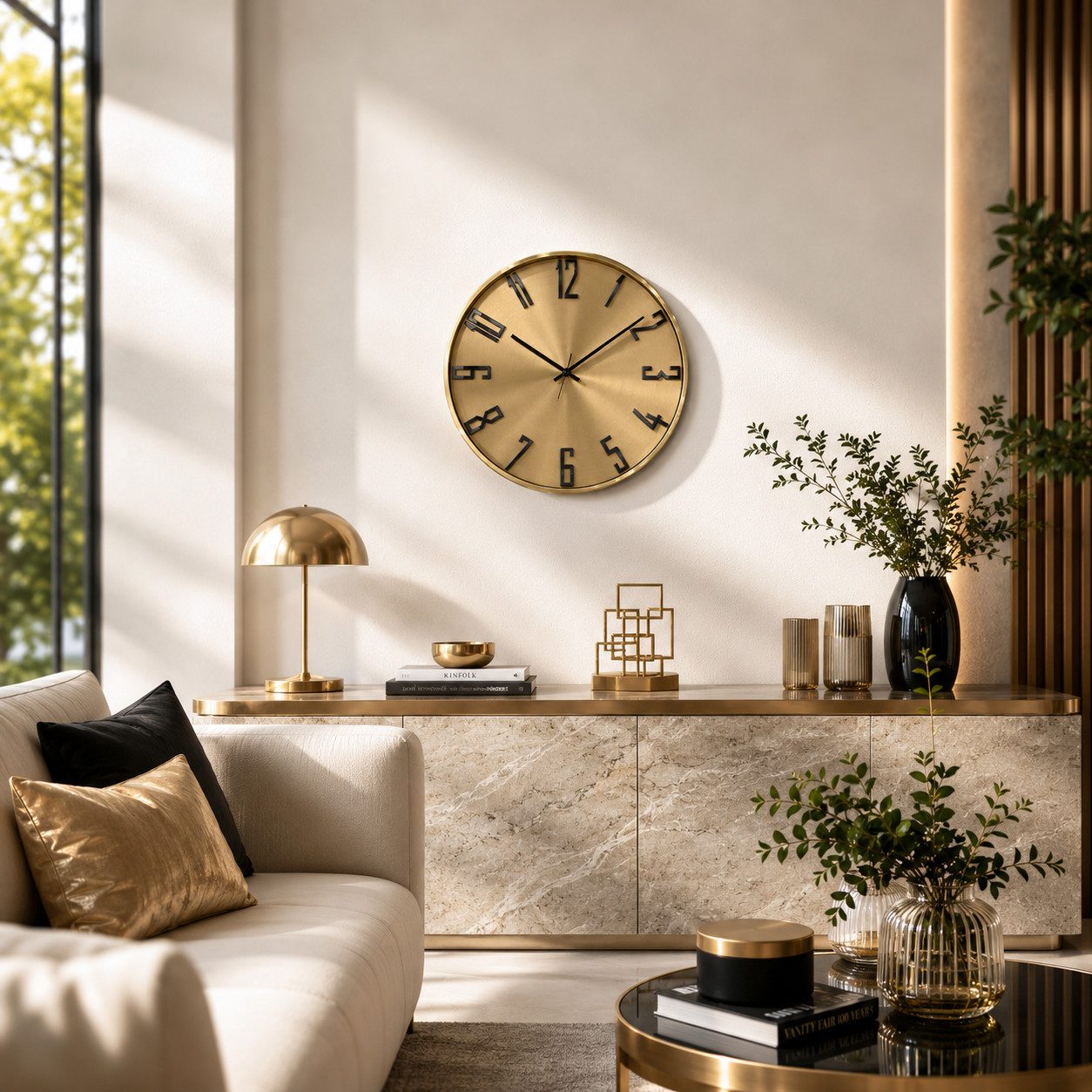 K&L Wall Art Wanduhr Metalluhr modern Aluminium Wanduhren ohne Ticken (Quarz Uhrwerk ohne Tickgeräusche)