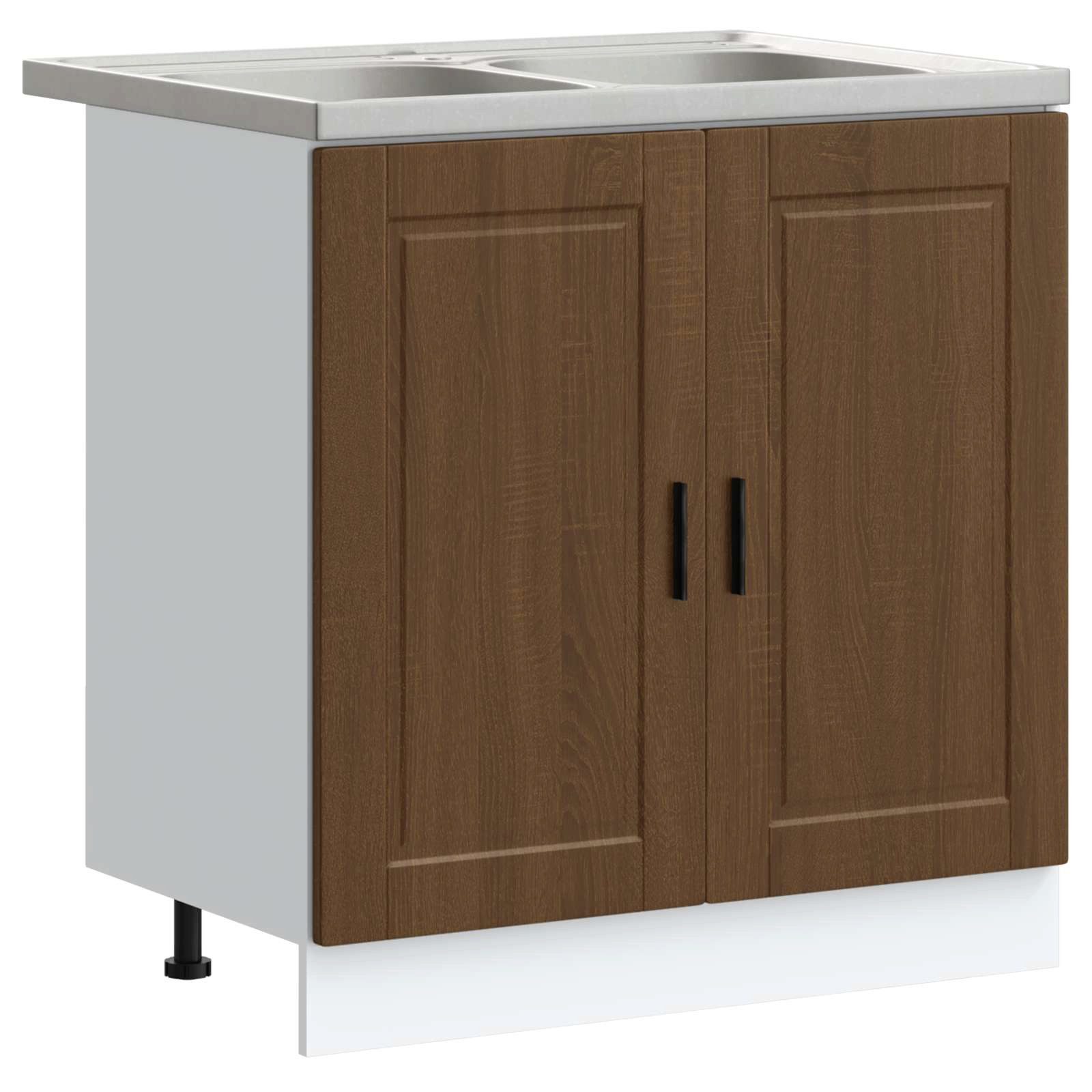 vidaXL Badezimmerspiegelschrank Waschbecken-Unterschrank Porto 2 stk. Braun 80 x 46 x 81.5 cm (2-St)