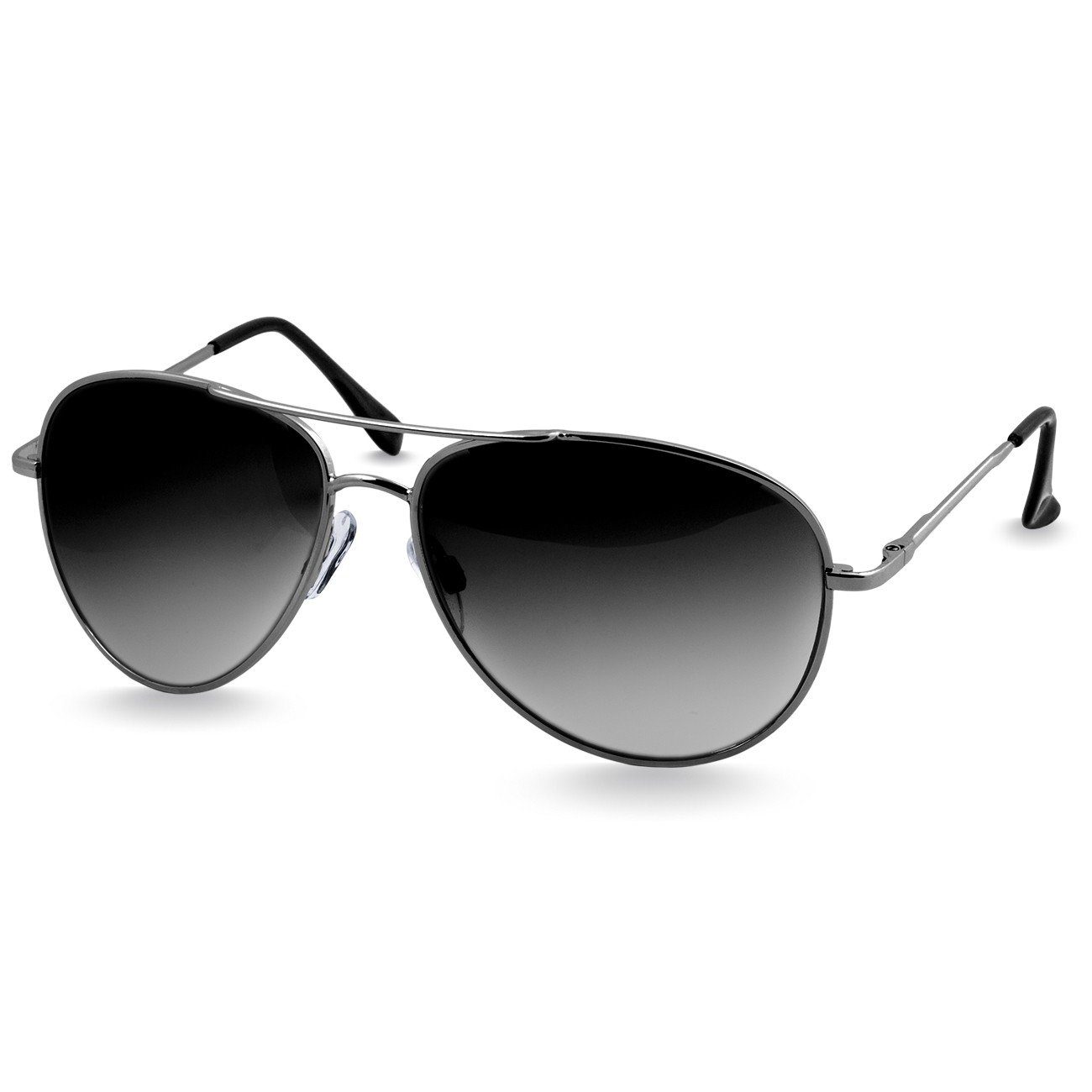 Caspar Sonnenbrille SG013 klassische Unisex Retro Pilotenbrille silber / schwarz getönt