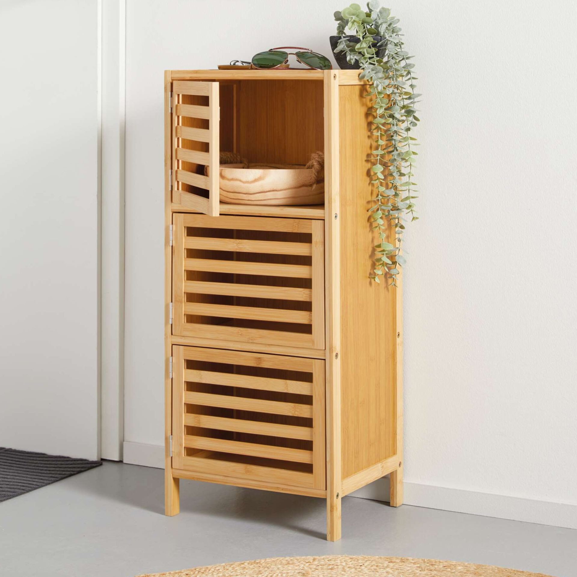 Home-trends24.de Beistellschrank Bambus 3 Türen Beistellschrank Mehrzwecksc günstig online kaufen