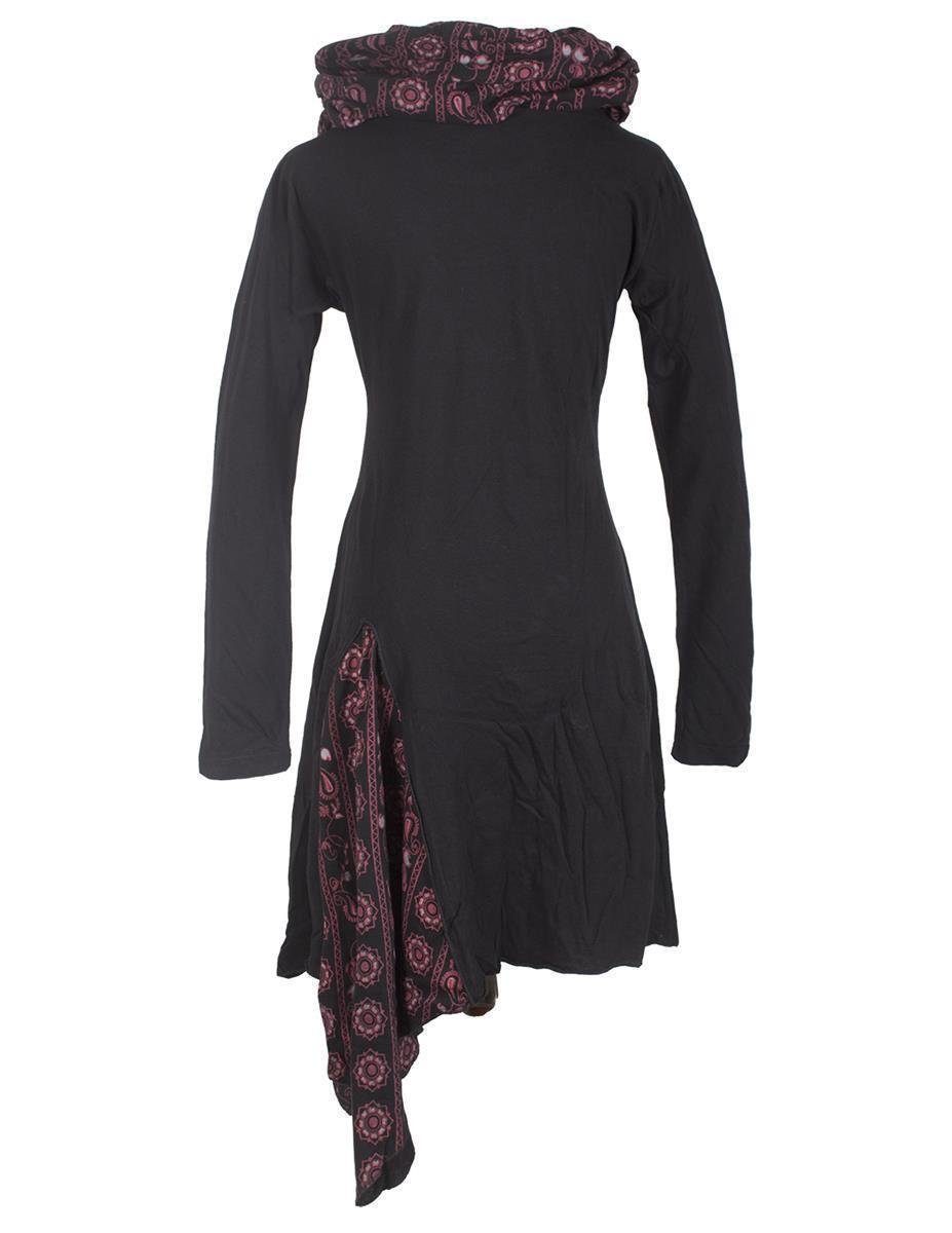 Vishes Jerseykleid Asymmetrisches Langarm Zipfelkleid mit Schalkragen Hippi günstig online kaufen