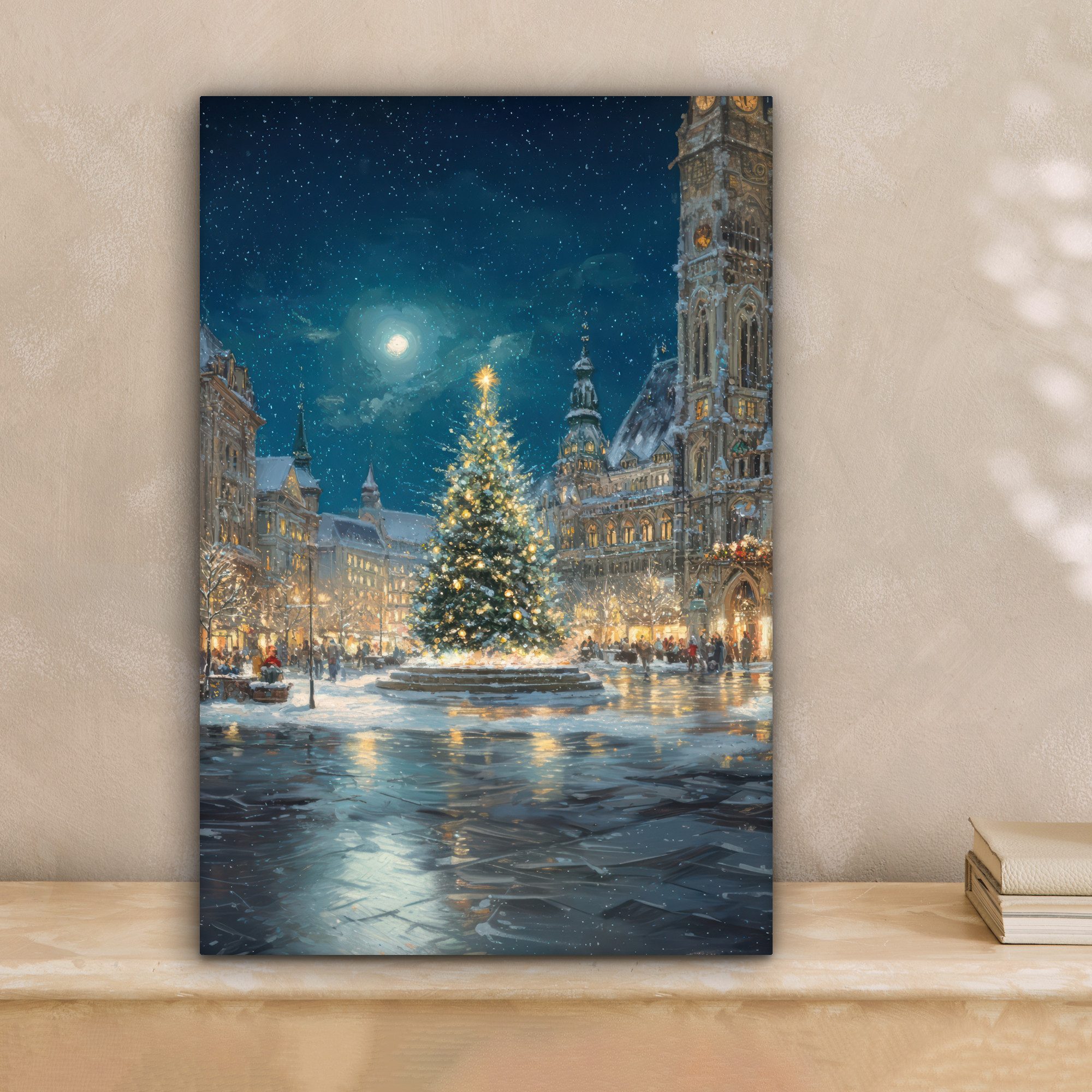 OneMillionCanvasses® Leinwandbild Heiligabend - Town Square - Mehrfarbig, F günstig online kaufen