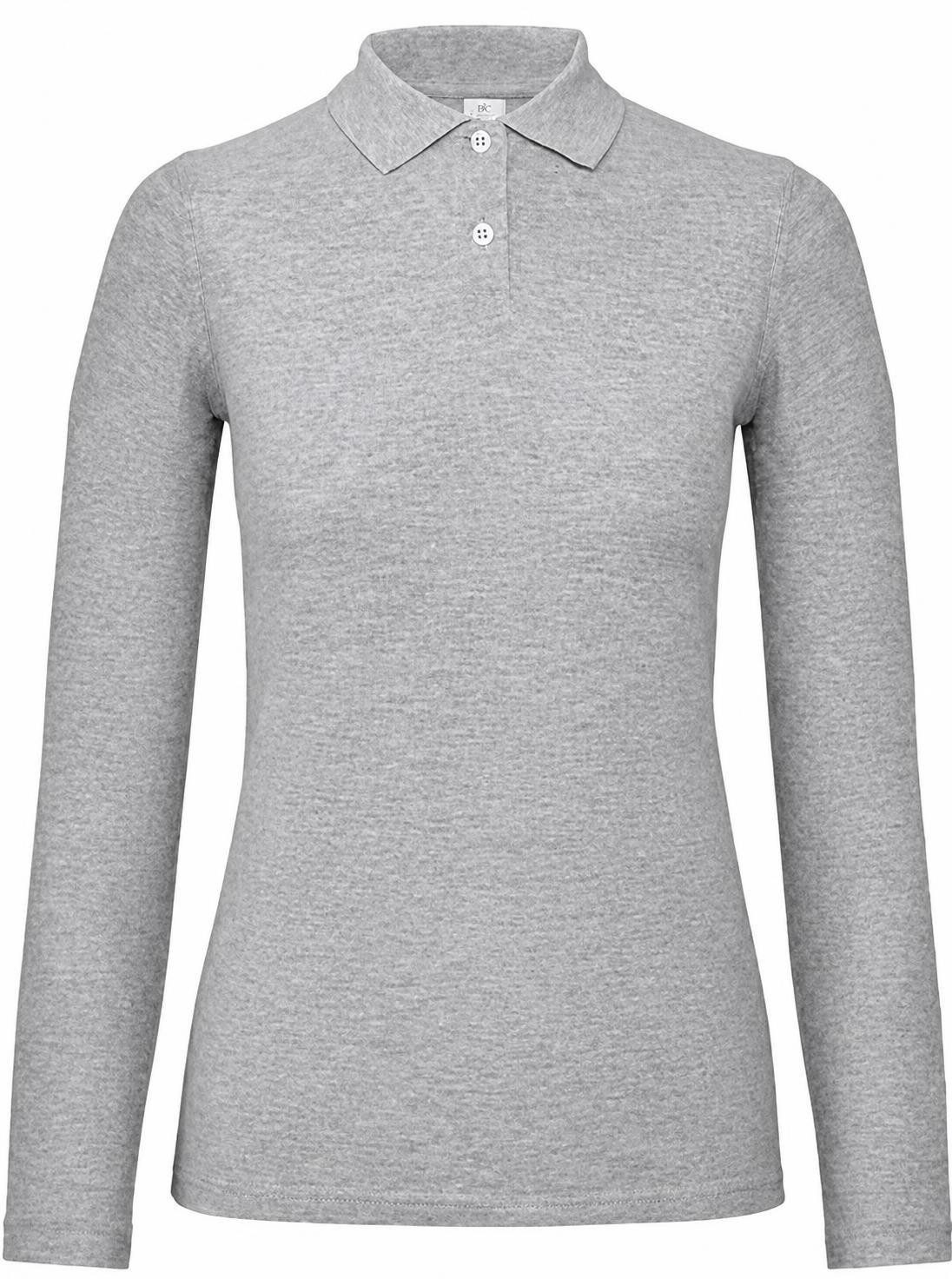 B&C Langarm-Poloshirt Damen Long Sleeve Polo ID.001 / 100 % Baumwollpiqué