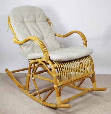 Rattani Schaukelstuhl Rattan Schaukelstuhl Semanbo Rocking Chair + Polster