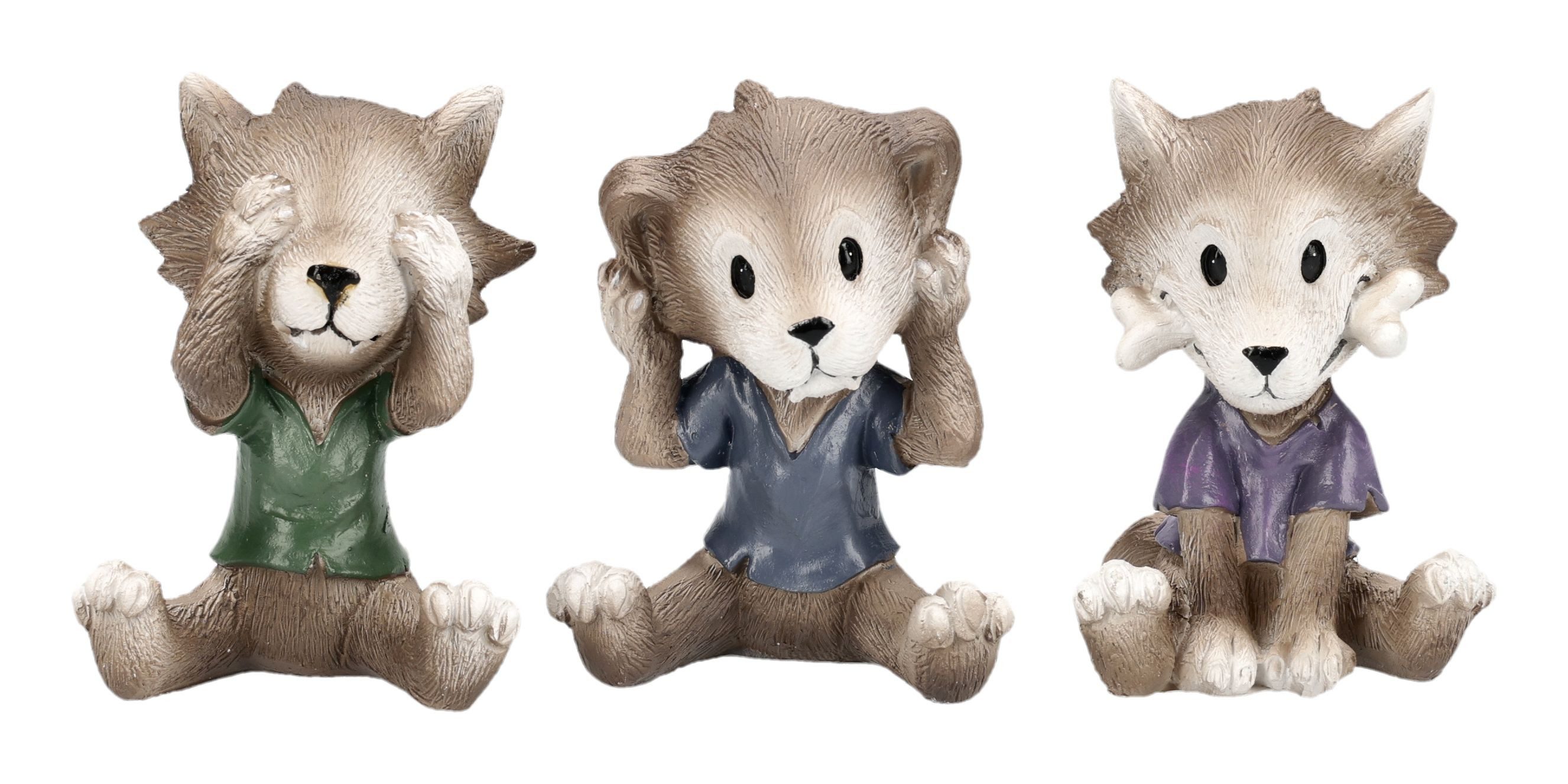 Dekofigur Werwolf Statue Set – Drei Werwölfe Figur Nichts Böses Gothic Deko 8 cm