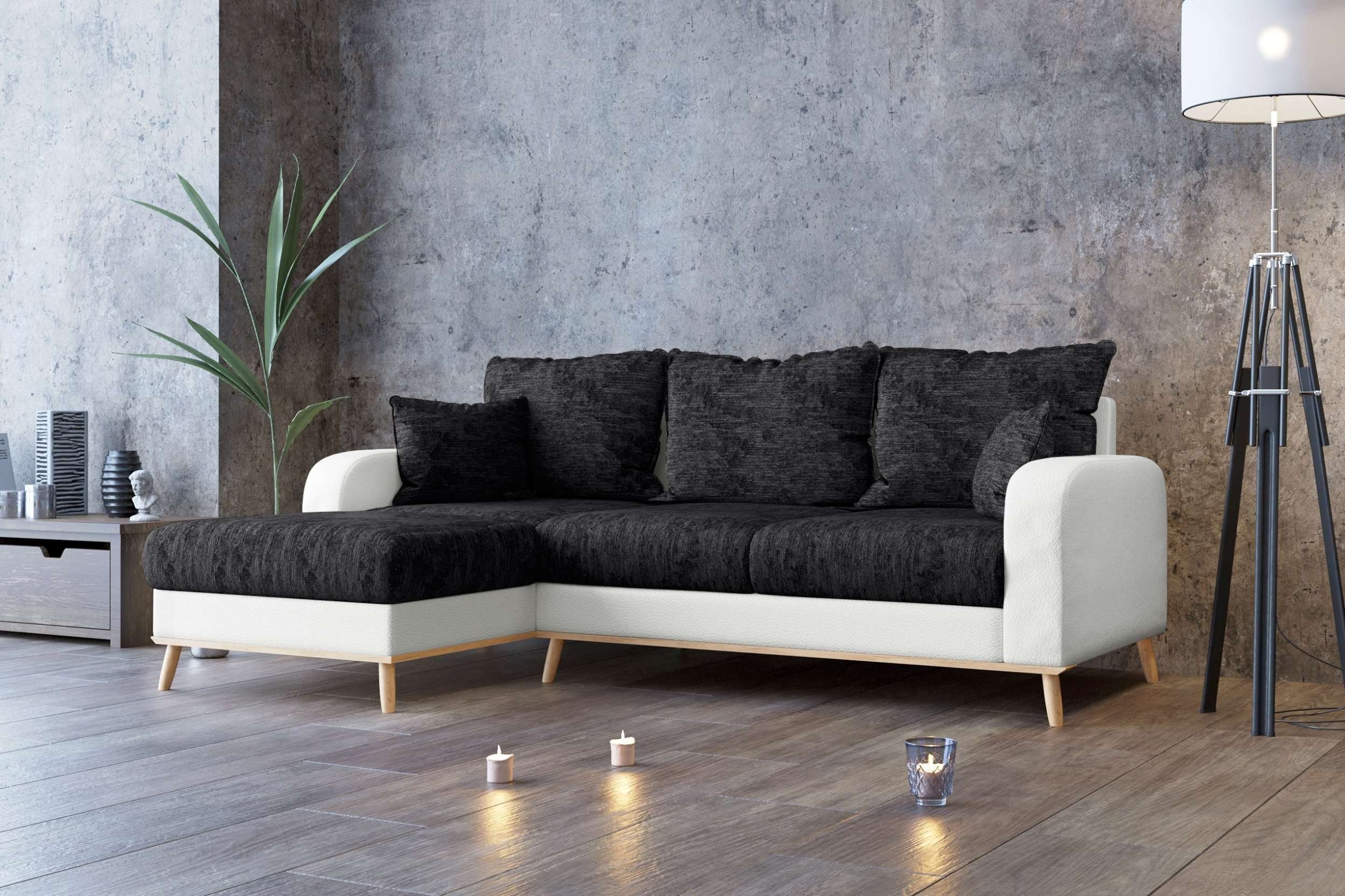 Stylefy Ecksofa Ontario, L-Form, Eckcouch, mane links oder rechts bestellbar, frei im Raum stellbar, mit Wellenfederung, Modern Design