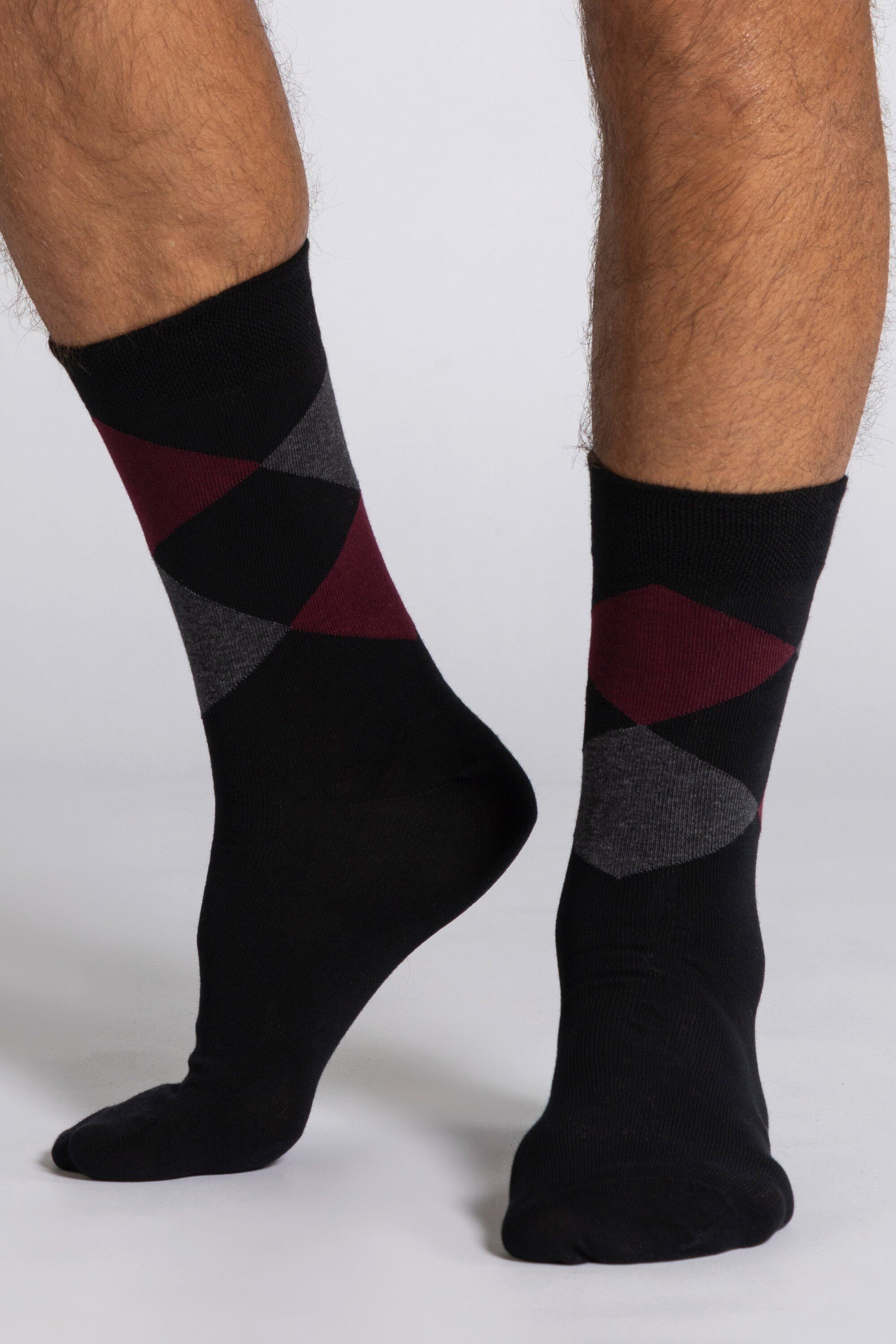 JP1880 Basicsocken Socken (2-Paar) 2er-Pack weinrot Komfort-Bündchen dunkel Rauten-Muster