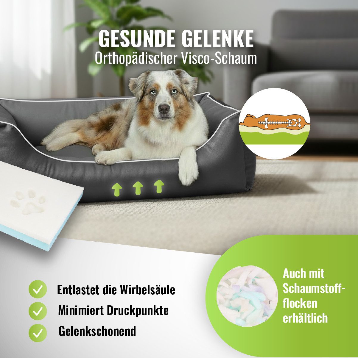 CopcoPet Tierbett Orthopädisches Hundebett / Wendebett Kleine bis Große Hunde, Kunstleder – Bild 3 von 5