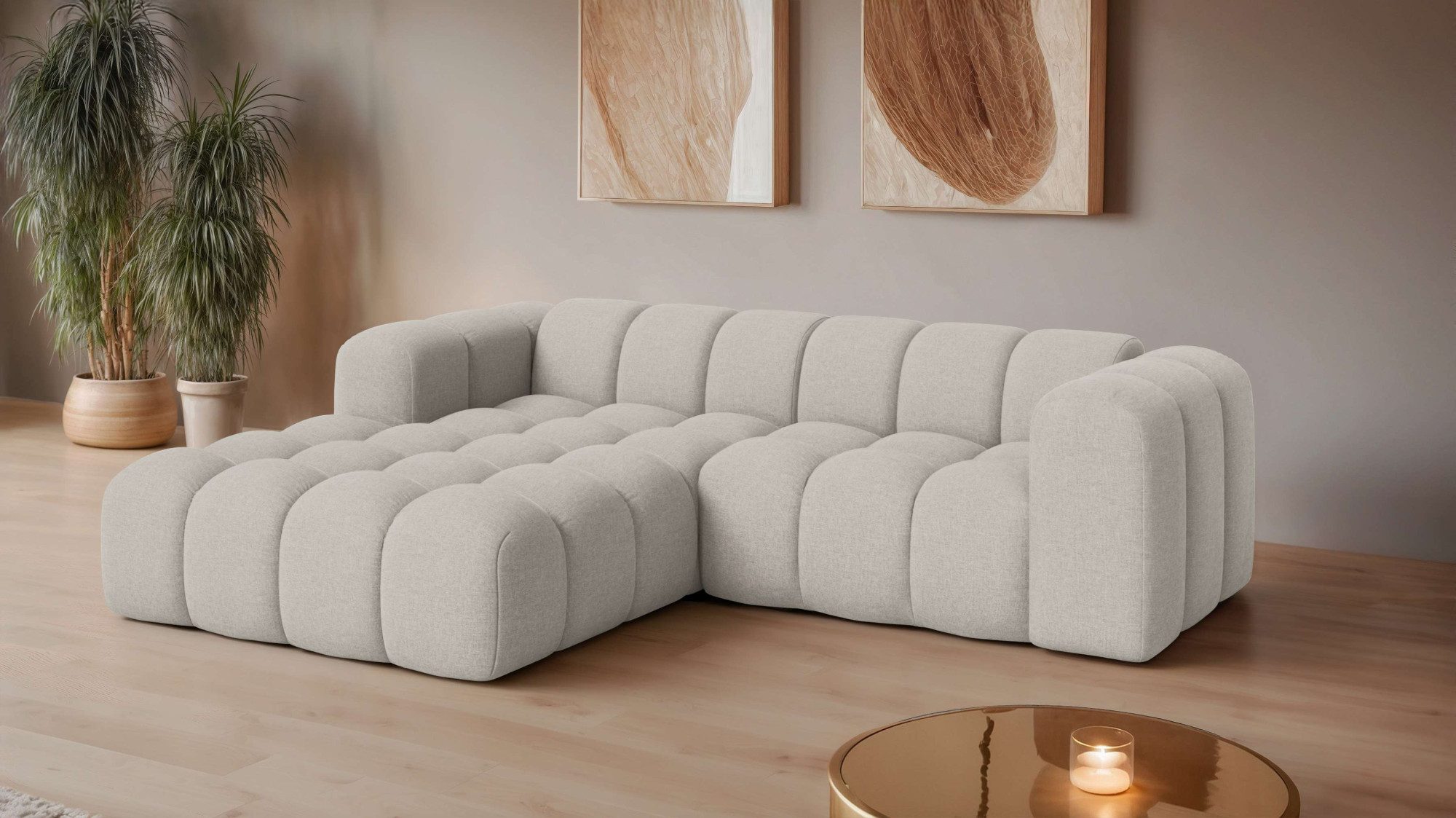OTTO home Ecksofa KALLIE Design-Sofa mit Wellenunterfederung, Bubble-Optik, günstig online kaufen