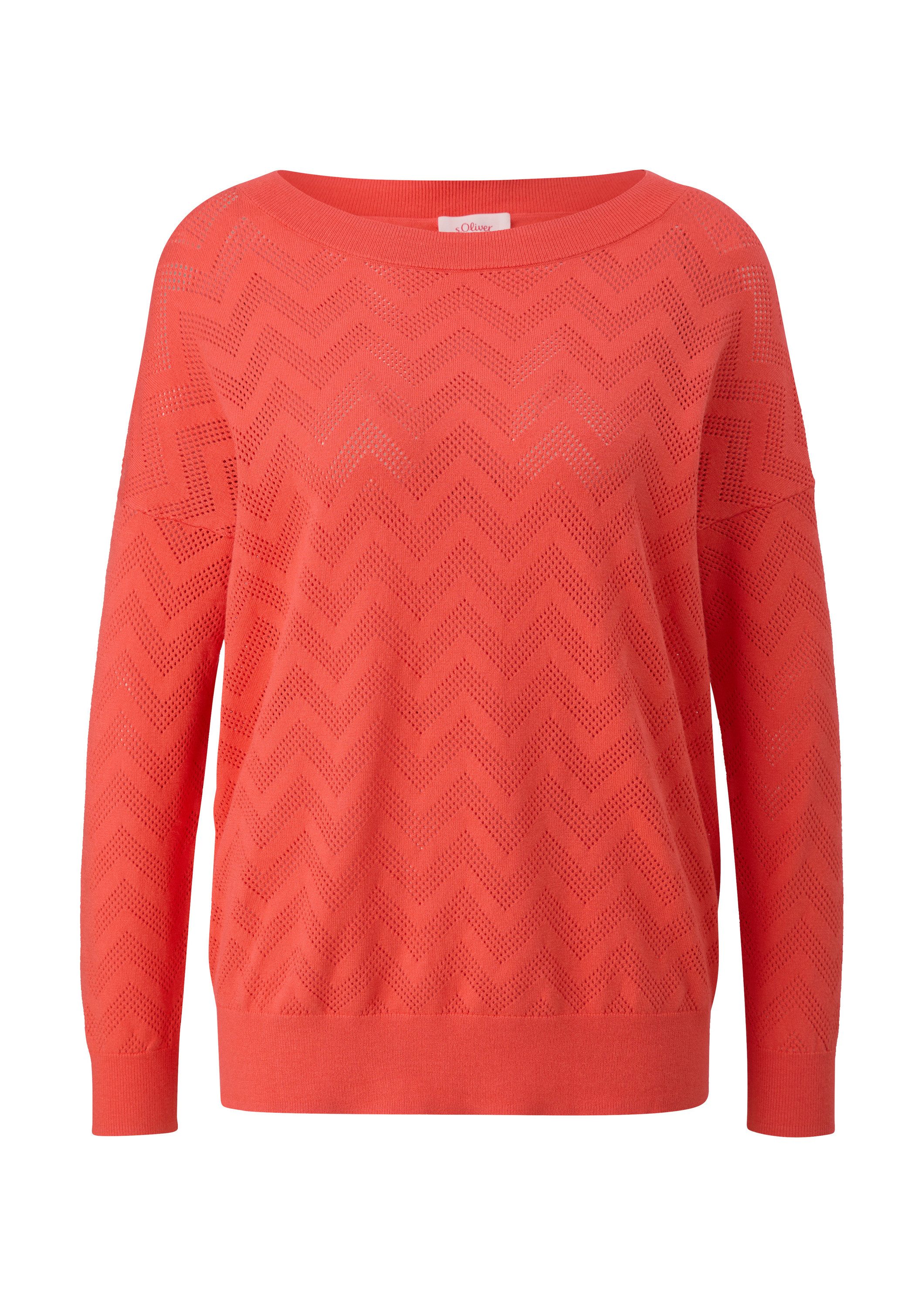 s.Oliver Longpullover Strickpullover Pullover mit Ajourmuster