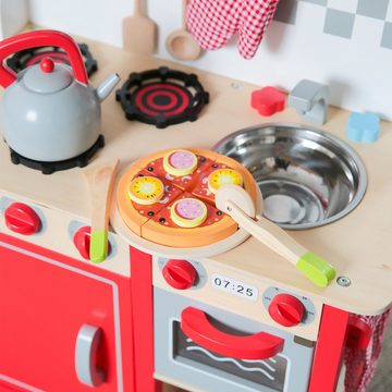 New Classic Toys® Spielzeug-Polizei Einsatzset Salamipizza schneiden Kinder Holzspielzeug Kinderküchen-Zubehör