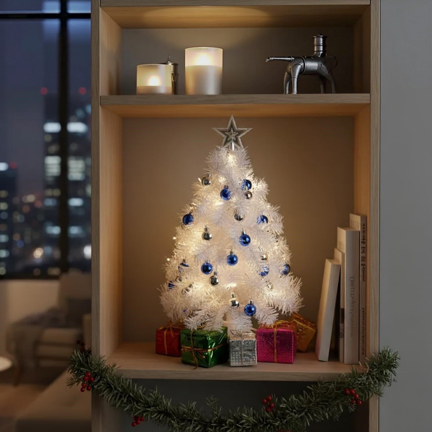 Bomiclss Künstlicher Weihnachtsbaum Mini-Weihnachtsbaum, künstlicher Weihnachtsbaum mit LED-Beleuchtung, für Festtagsdekoration, indoor outdoor geeignet für Tis – Bild 3 von 5
