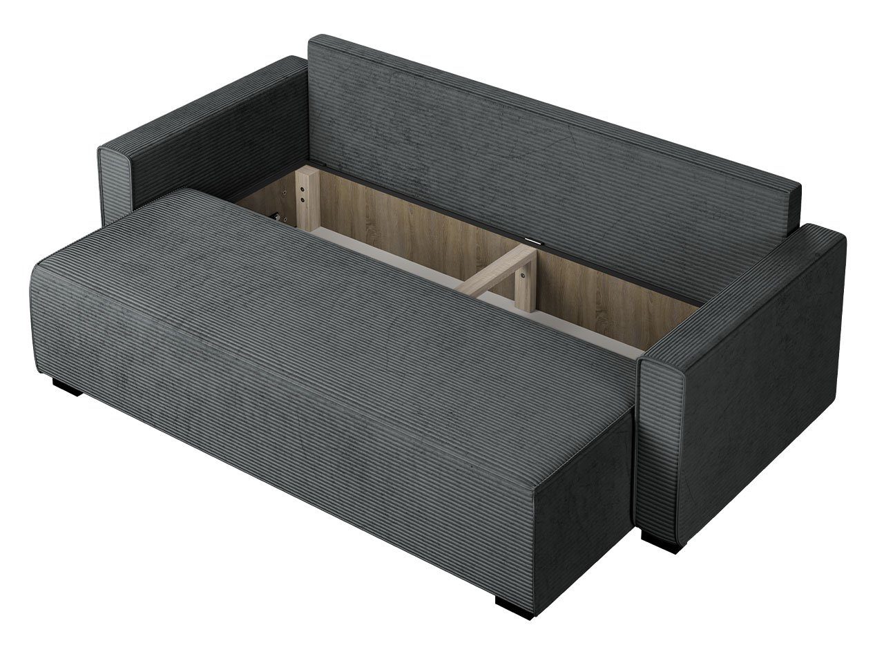 Sofagarnitur Sitzer Polstersofa, Schlaffunktion und 14 MIRJAN24 mit Ontario Schlafsofa Bettkasten, Cord, 3 Mila